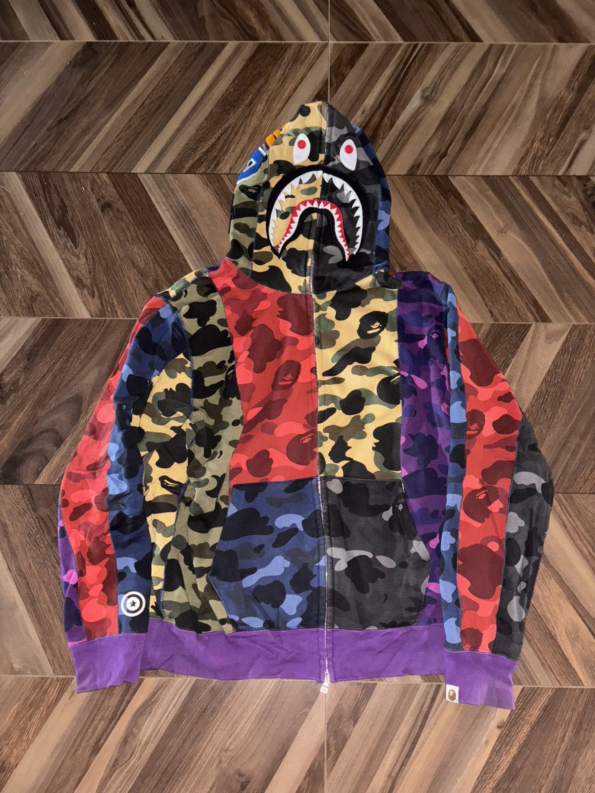 Bape Patchwork Hoodie | Grailed