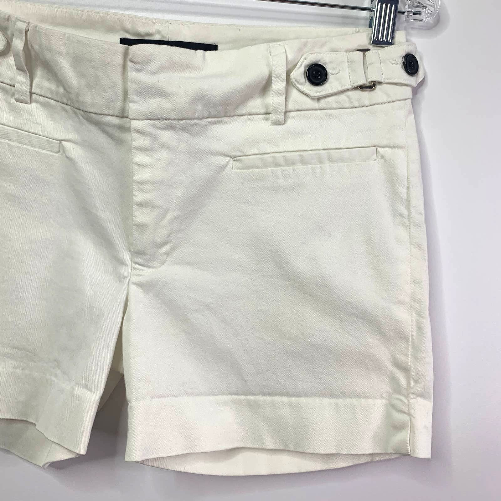 Zara Zara Shortie White Cuffed Mid Rise Shorts Side Buckles Vacay Size 30" / US 8 / IT 44 - 6 Thumbnail