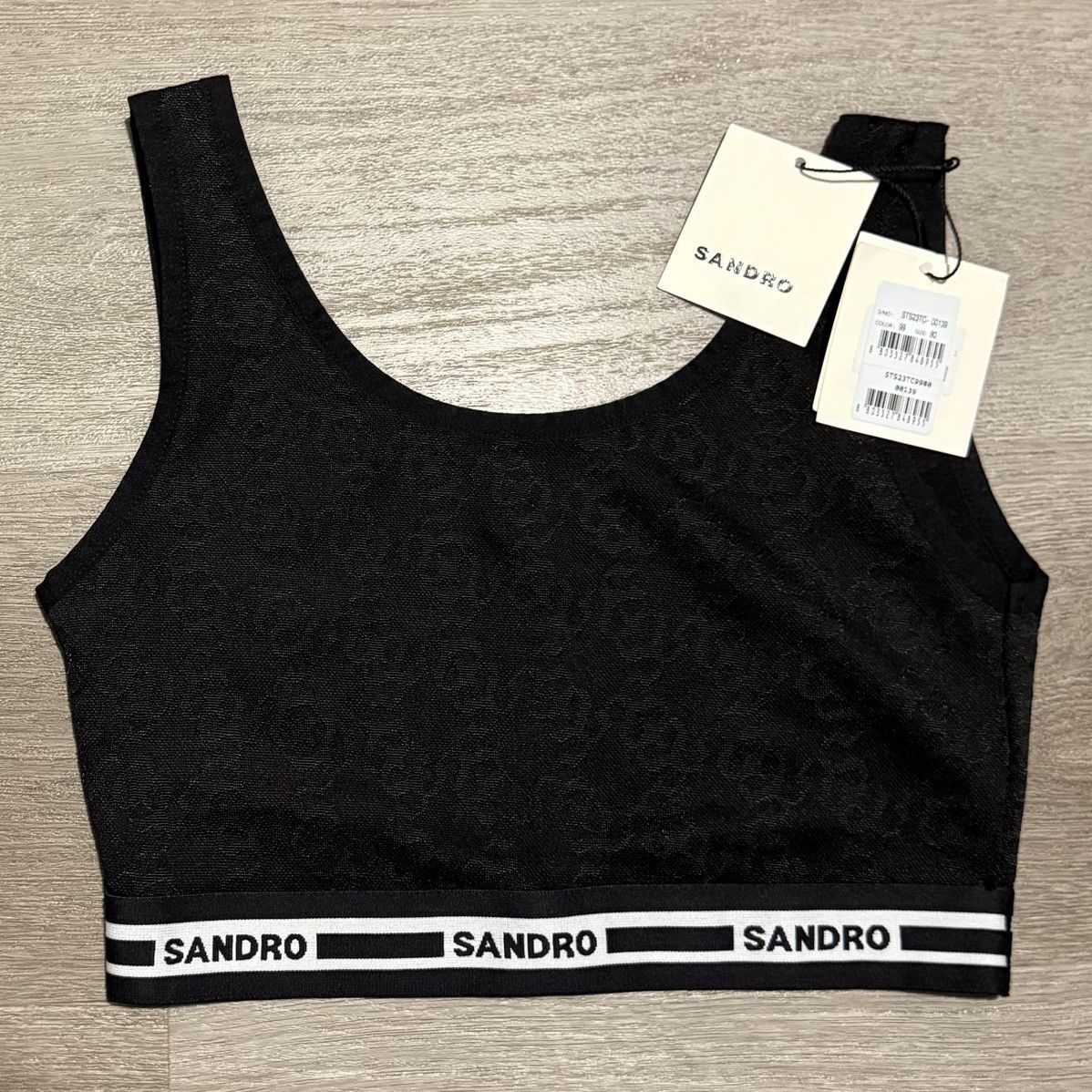 Sandro Sandro Black Logo Band Sports Bra – New With Tags Size S / US 4 / IT 40 - 1 Thumbnail