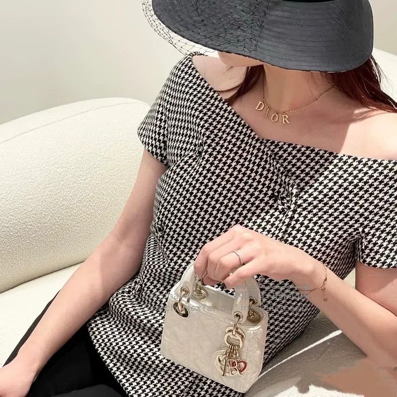 Dior Dior One-shoulder thousand-bird check wool short sleeves Size XS / US 0-2 / IT 36-38 - 6 Thumbnail