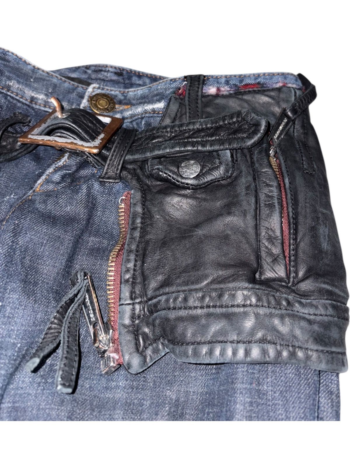 Dsquared2 Dsquared2 Leather Denim Jeans tactical bondage skirt buckle Size 28" / US 6 / IT 42 - 6 Thumbnail
