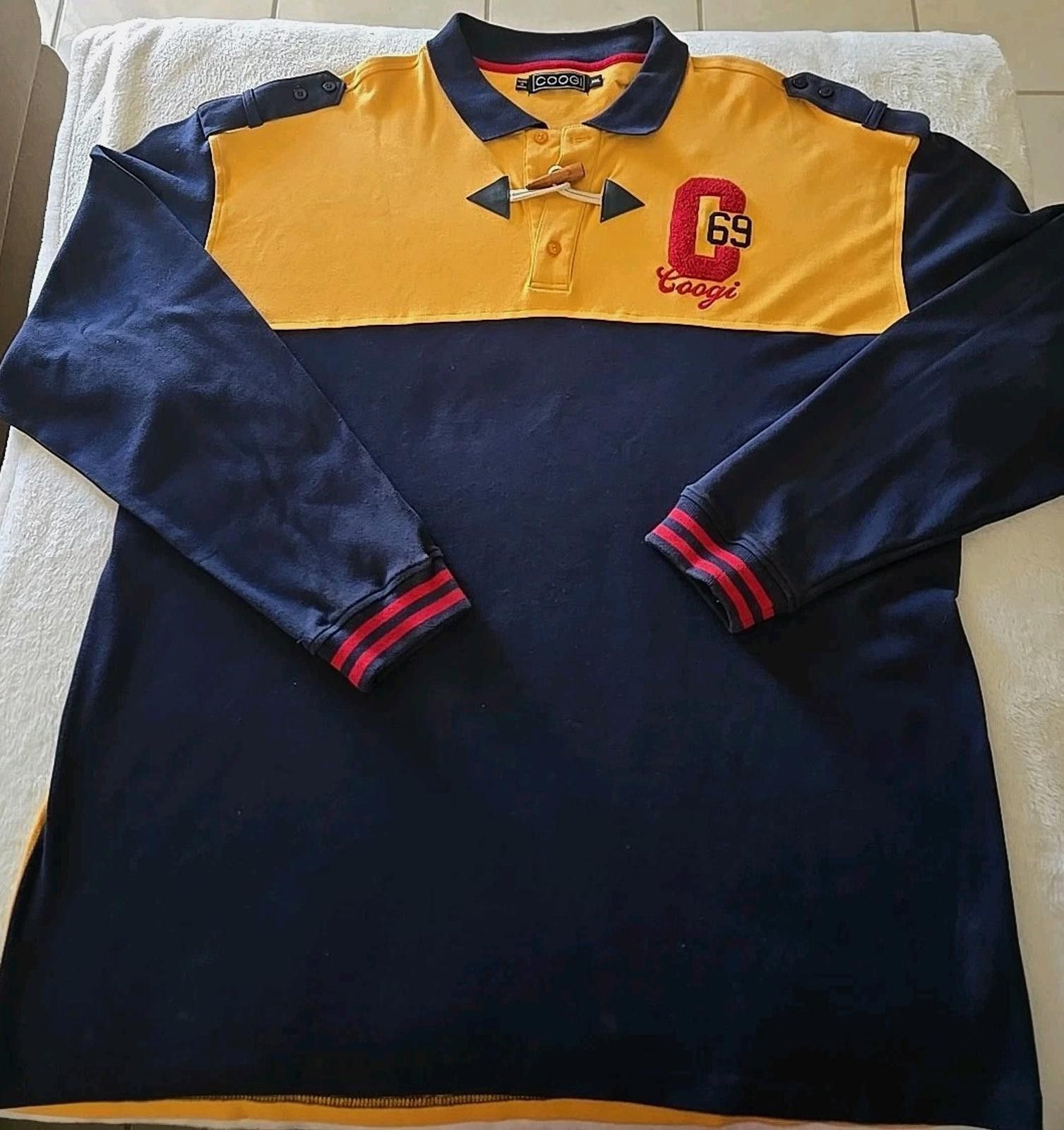 Coogi Luxe Shirt Men's XXL Polo Rugby Logo 69 Button Loop