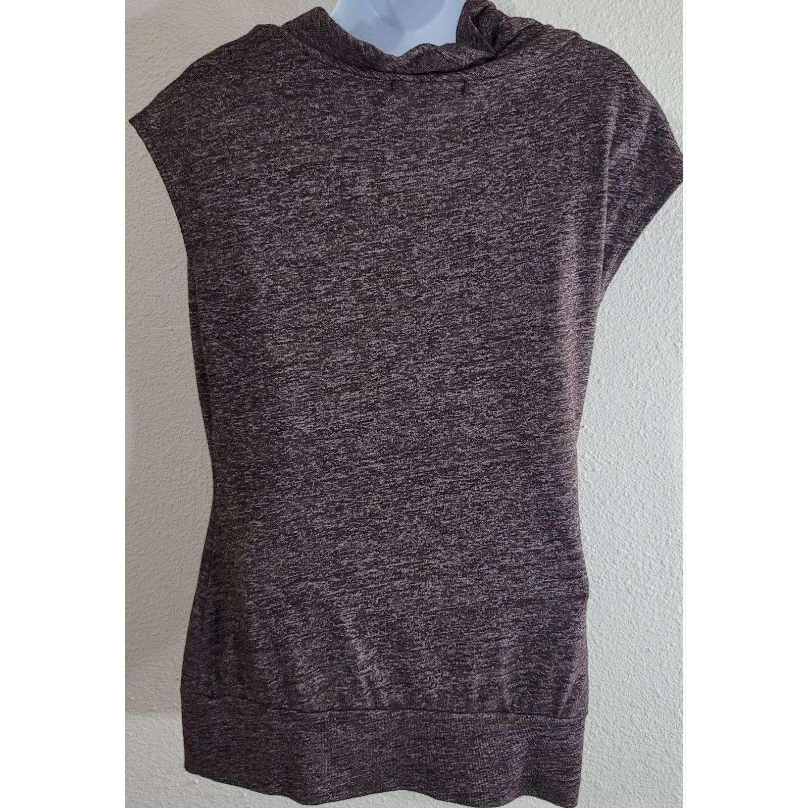 Other HeartSoul Brown Heathered Cowl Neck Top Large Capped Sleeves Size L / US 10 / IT 46 - 3 Thumbnail
