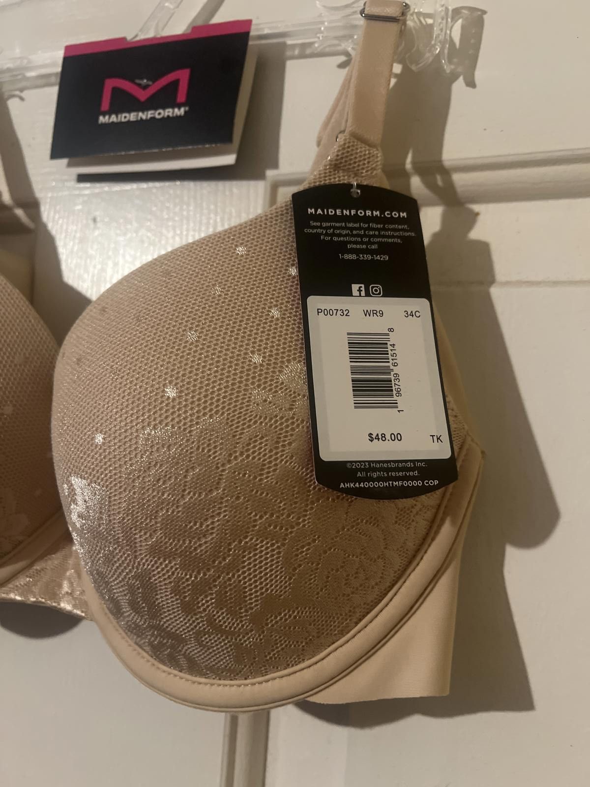 Other Maidenform Beige Floral Lace Underwire Bra 34C Size ONE SIZE - 2 Thumbnail