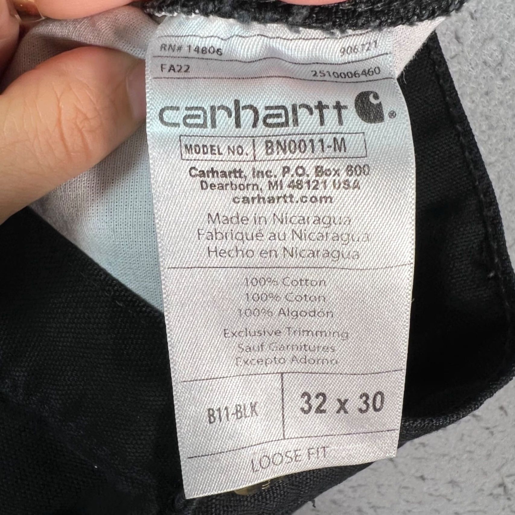 Carhartt Carhartt Mens Pants Carpenter 32x25 Black 100% Cotton Canvas 5-Pocket Logo Workwear Straight Inseam 25 in Mens Size US 32 / EU 48 - 3 Thumbnail