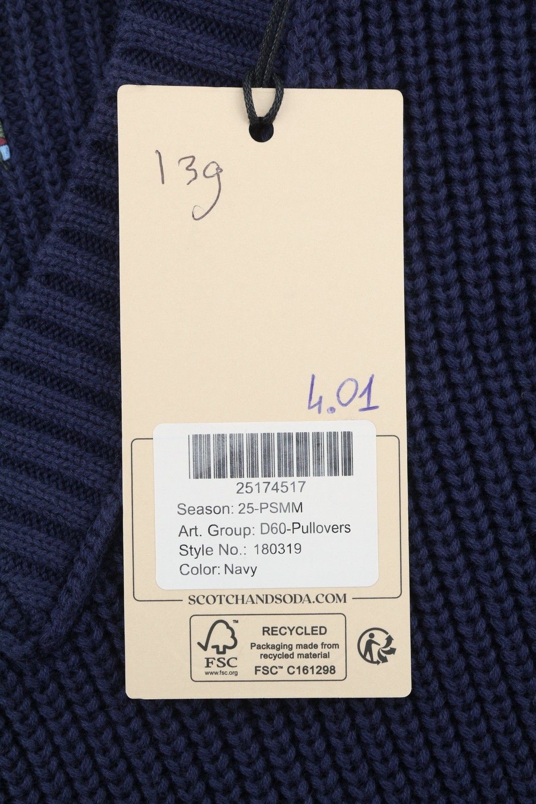 Scotch & Soda L Dark Blue Striped V-Neck Jumper 88565 Size US L / EU 52-54 / 3 - 6 Thumbnail