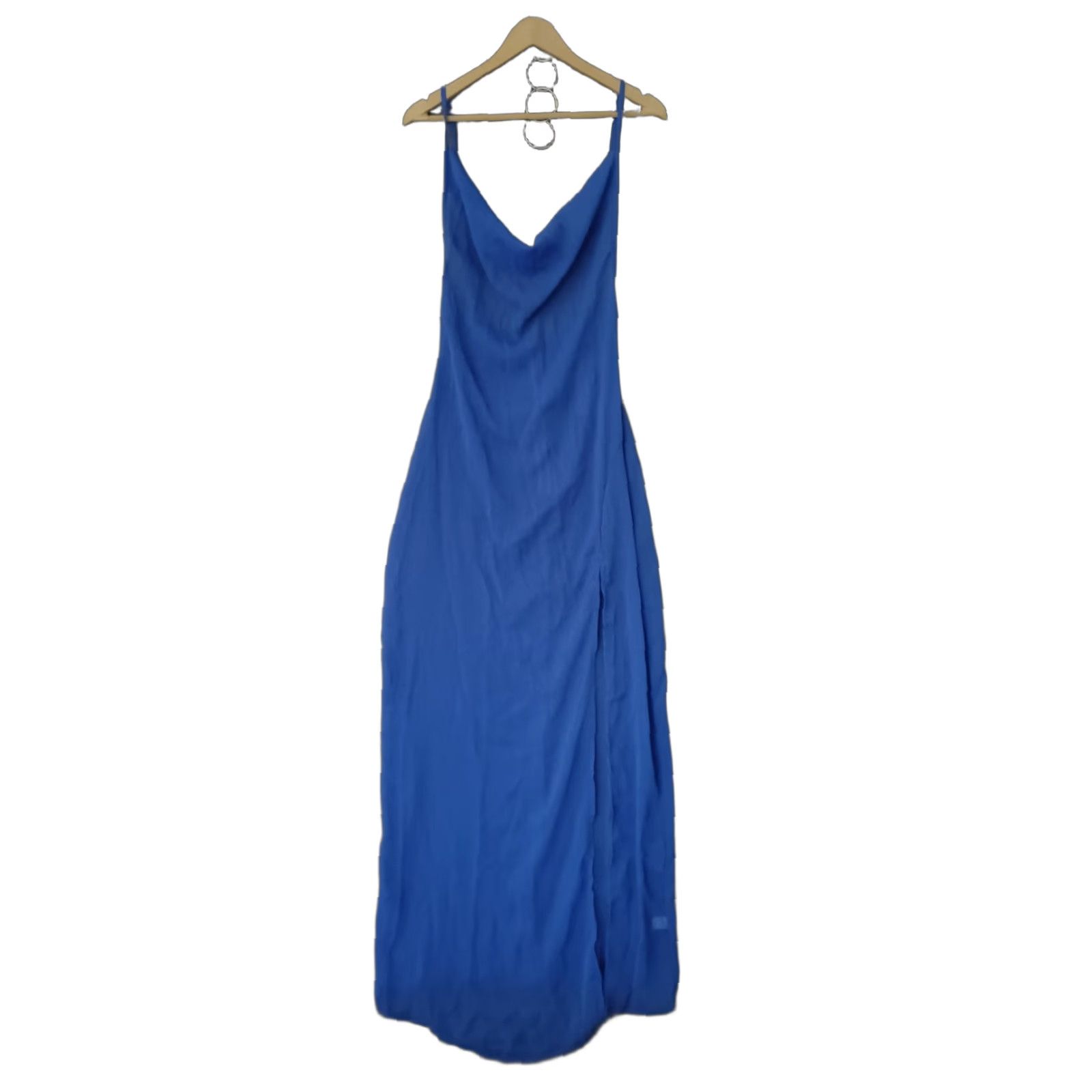 Vintage Toluca Swim Blue Maxi Cowl Neck Sheer Dress - Womens Size S Beach Cover Up, Sleeveless, Long, Polyester, 100% Polyester, Solid, Summer Size S / US 4 / IT 40 - 1 Thumbnail