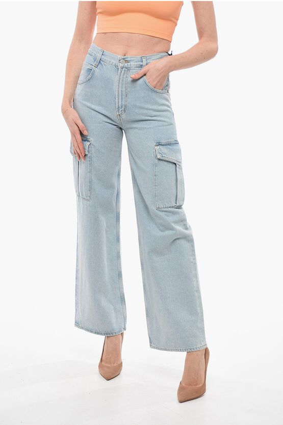image of Agolde Wide Leg Cargo Jeans 21Cm in Blue, Women's (Size 25)