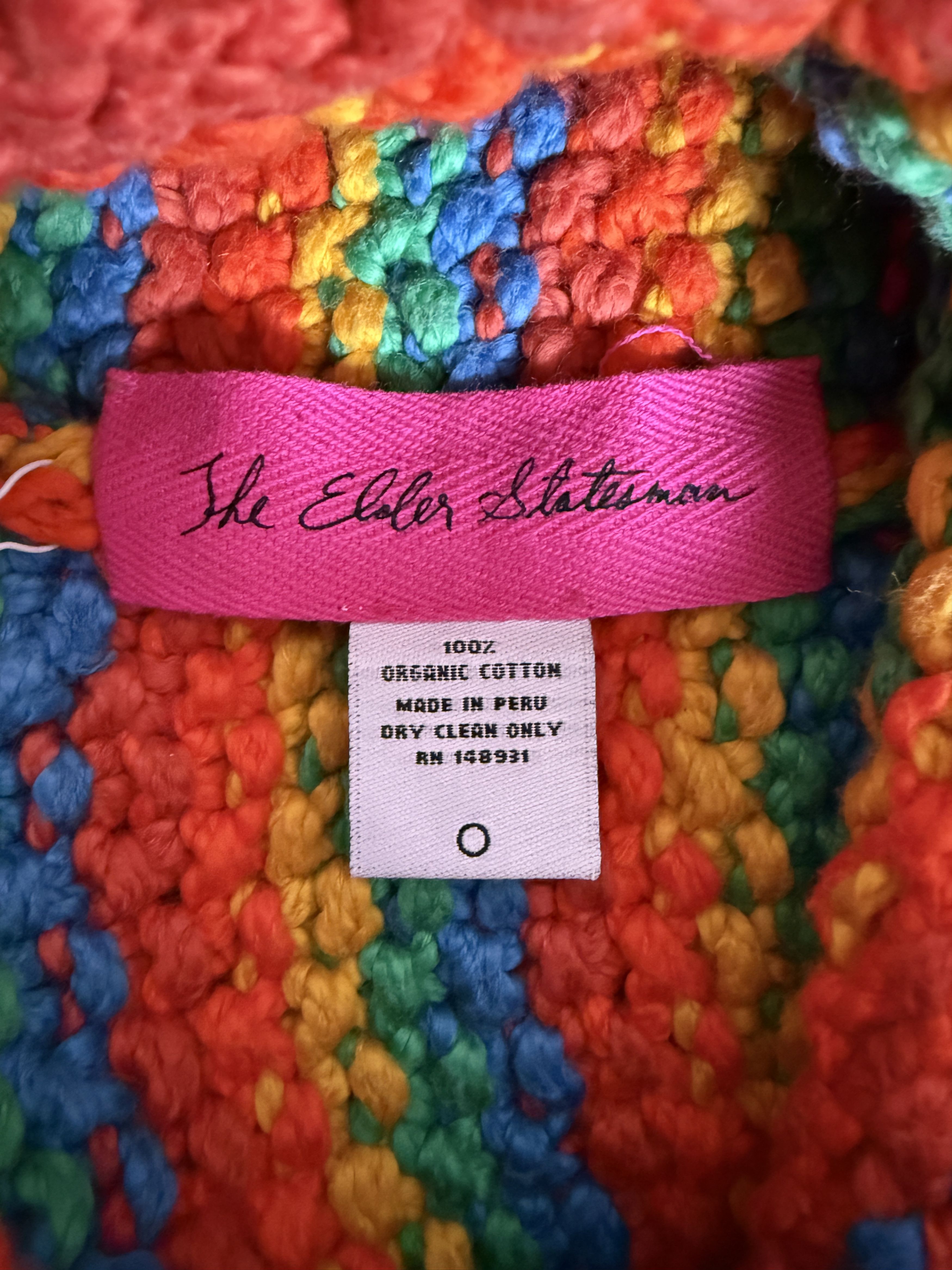 The Elder Statesman The Elder Statesman Rainbow Hand Knit Stripe Cap Size ONE SIZE - 7 Thumbnail
