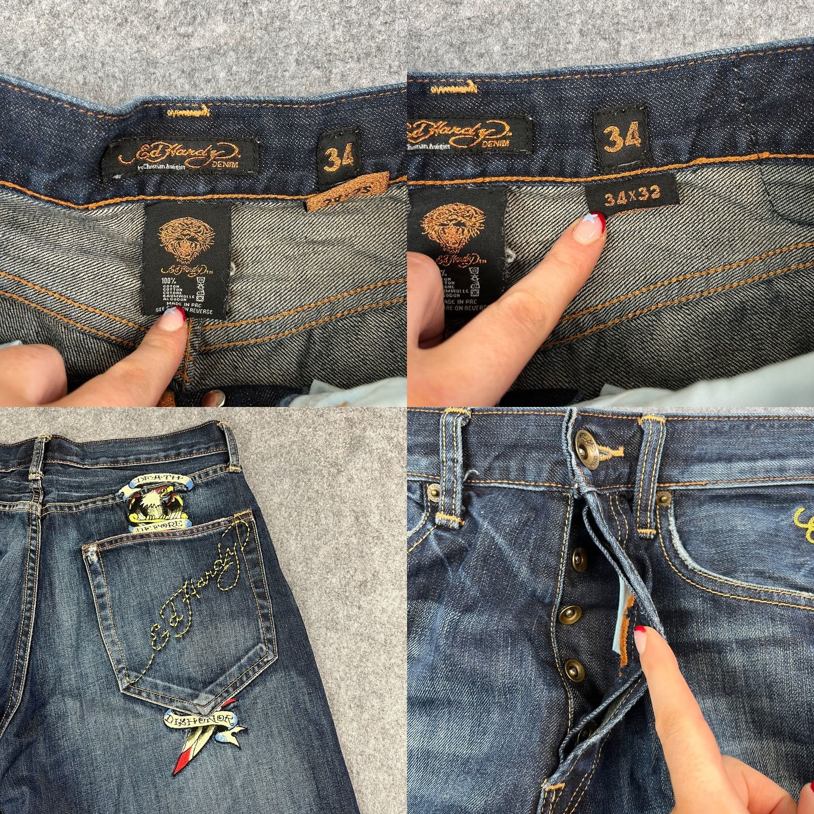 Ed Hardy Ed Hardy Jeans Bootcut Mens Regular 34 Blue Dark Wash 5-Pocket Denim Vintage? No 30 Inside Leg 30 in 34 in WC Size US 34 / EU 50 - 8 Thumbnail