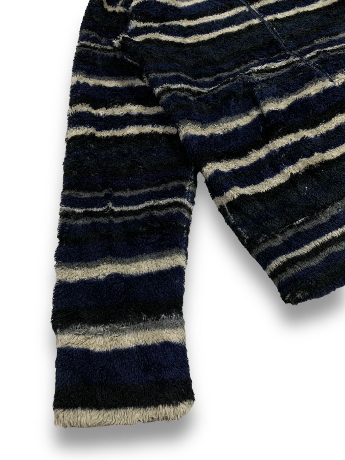 MOUSSY Vintage Japanese Brand Moussy Striped Fleece Hooded Jacket Size US M / EU 48-50 / 2 - 12 Thumbnail