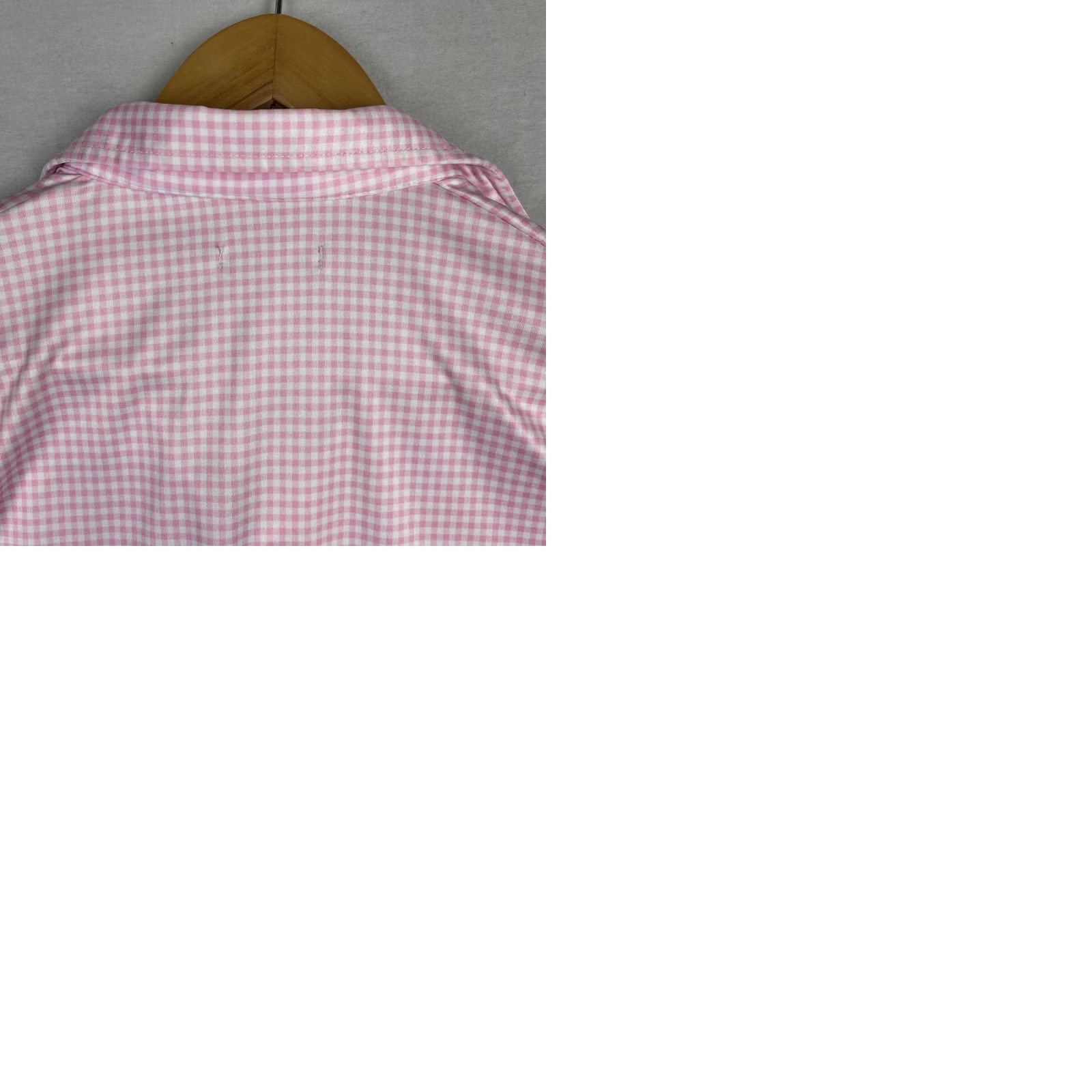 CO Collars & Co Polo Shirt Mens Medium Pink Gingham Check Dress Collar Button Up Shirt Size 40R - 9 Thumbnail