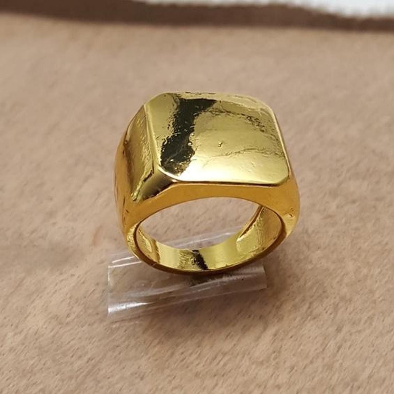Ring Of Fire Gold Tone Biker Style Width Signet Square Ring size-9.75 Size ONE SIZE - 2 Thumbnail