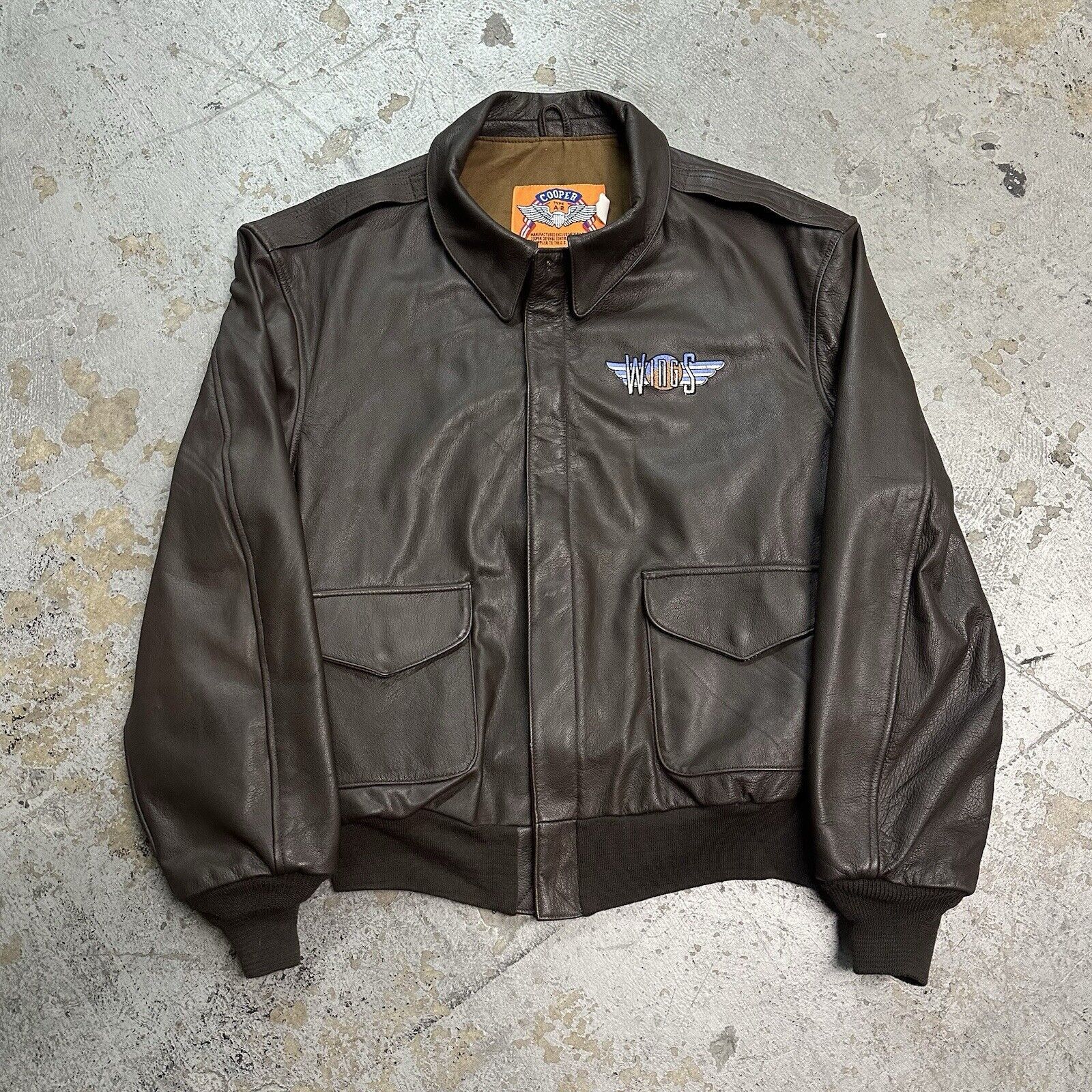 Cooper Vintage Cooper Wings Cast & Crew A2 Flight Leather Jacket Size US XXL / EU 58 / 5 - 1 Thumbnail