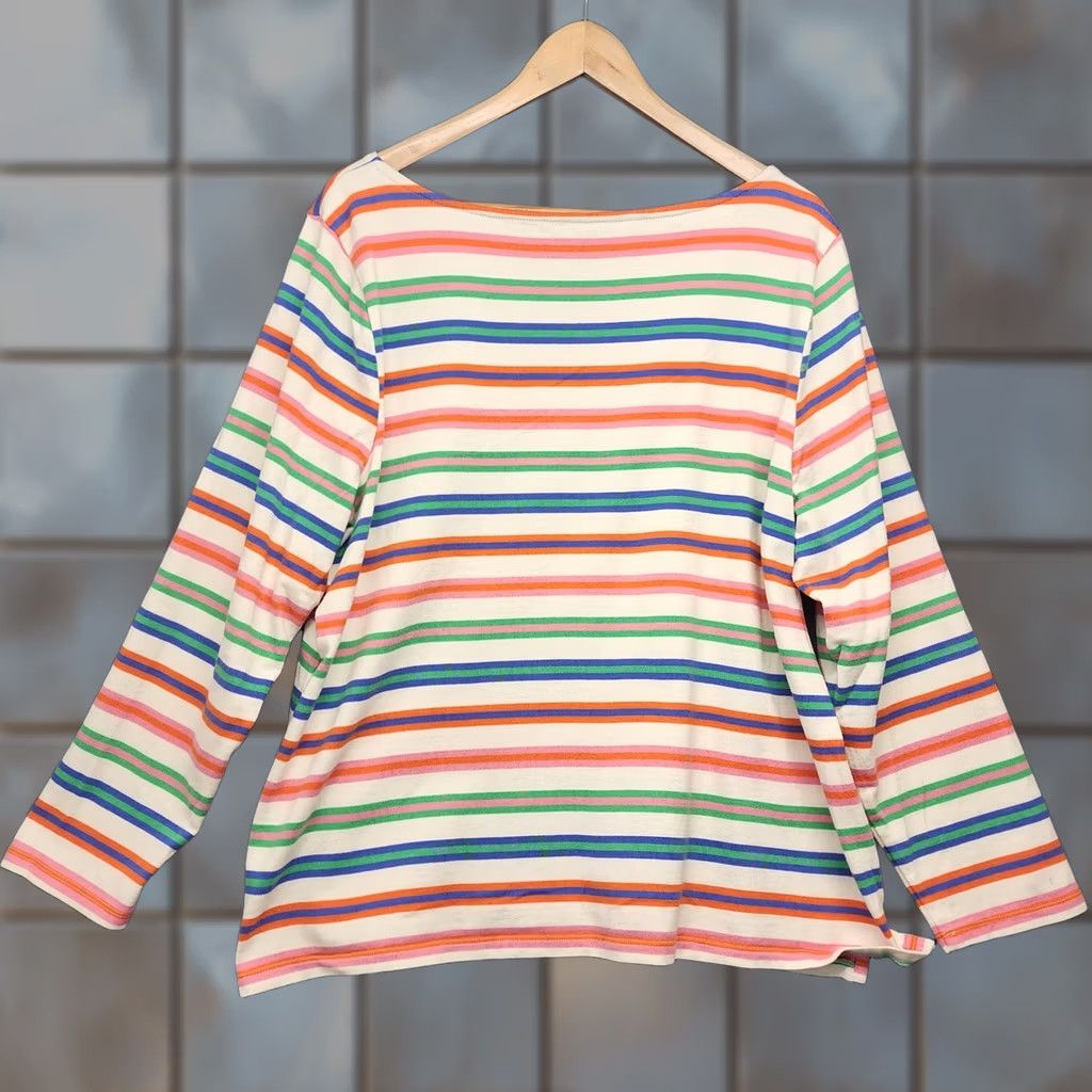 Talbots Talbots Top Womens 2X Multicolor Striped Long Sleeve Pullover Cotton Stretch T-Shirt Women Plus Size XXL / US 16-18 / IT 52-54 - 1 Thumbnail