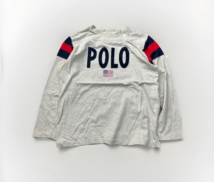 Polo Ralph Lauren × Vintage Vintage Polo Sport Stadium Spellout Sweatshirt Size US XL / EU 56 / 4 - 1 Thumbnail