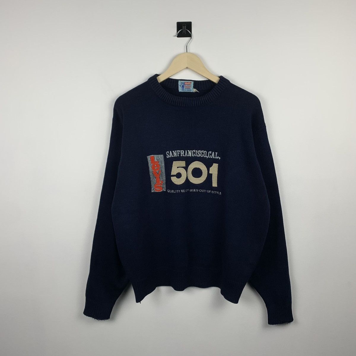 Levi's Vintage Levi’s Wool Knit Sweater Big Logo Embroidered 90’s Size US XL / EU 56 / 4 - 1 Thumbnail