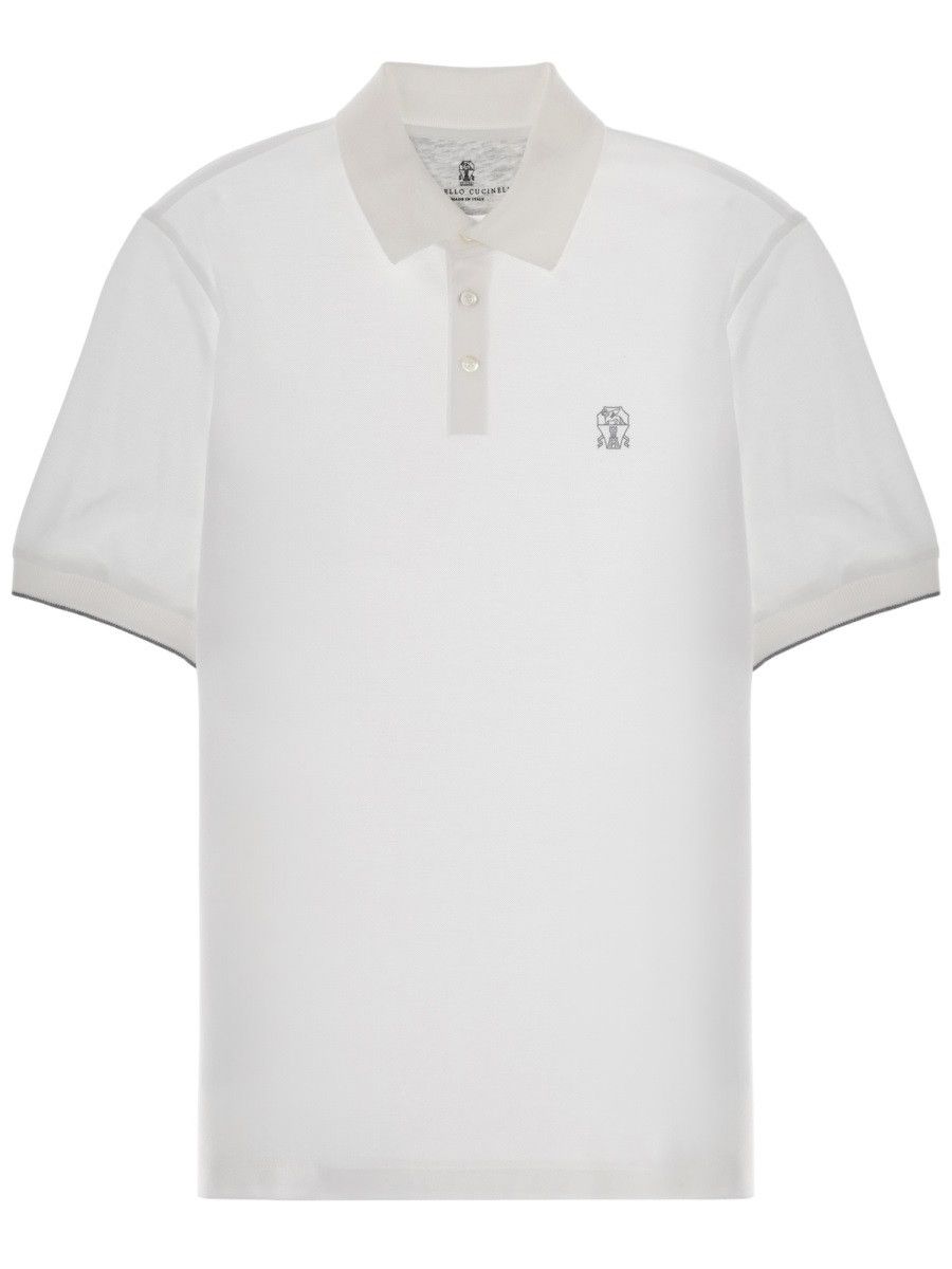 Brunello Cucinelli BRUNELLO CUCINELLI POLO WITH LOGO - WHITE Size US XL / EU 56 / 4 - 1 Thumbnail