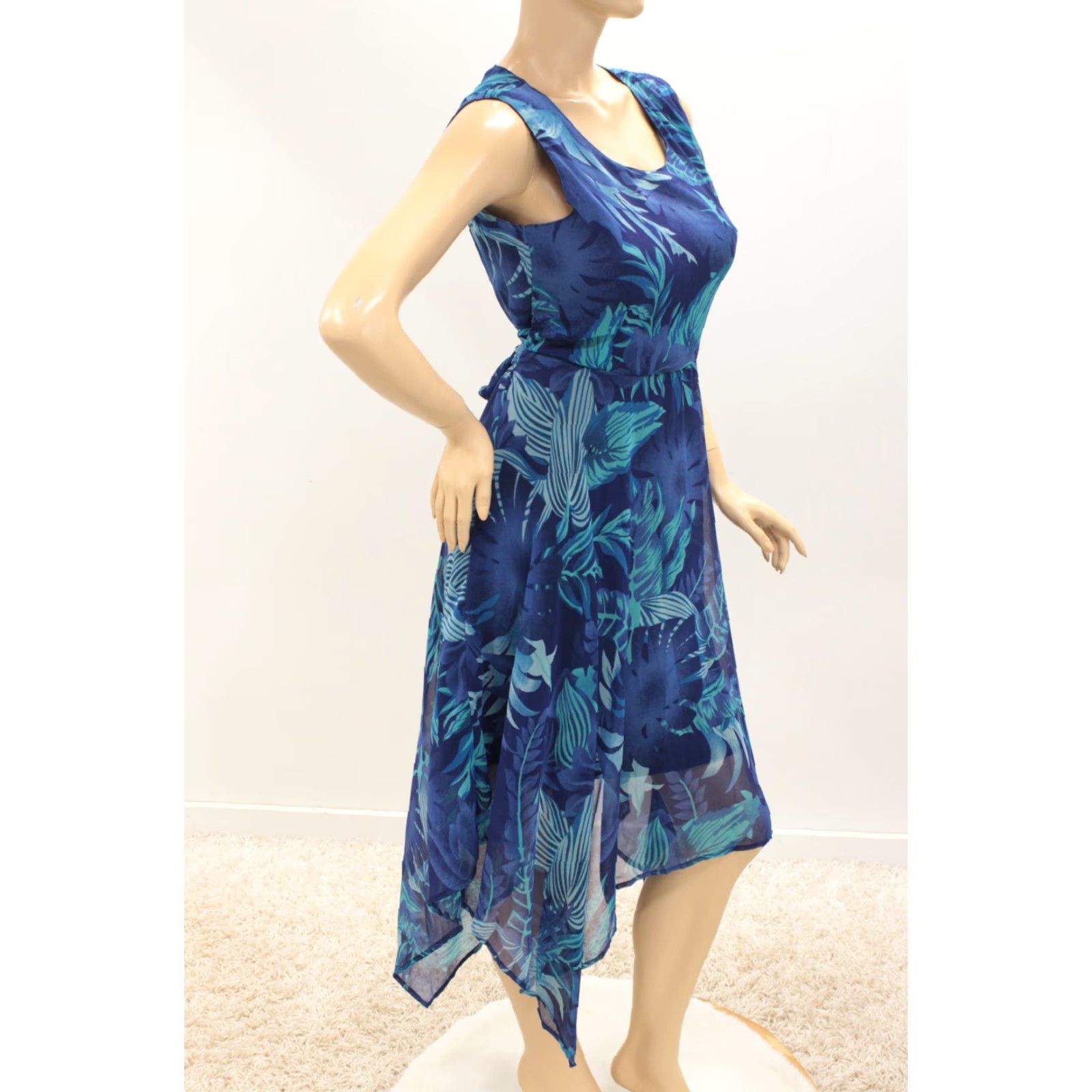 Vintage Expressions Dress Women's Medium Blue Floral Fairycore Maxi Lined Whimsical Size M / US 6-8 / IT 42-44 - 5 Thumbnail