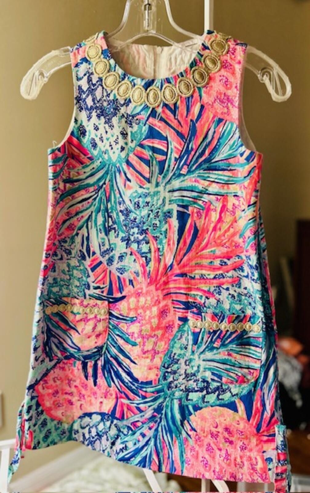 Other Lilly Pulitzer Girls Sleeveless Pineapple Shift Dress 10 Size ONE SIZE - 3 Thumbnail