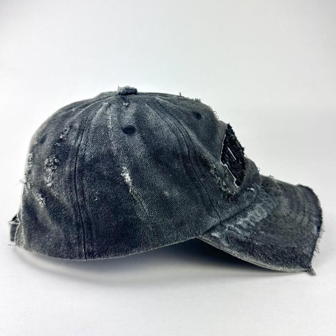 Other ASTROBOI* 'Kinky' NYC Black Distressed Pierced .5 Visor Hat Size ONE SIZE - 4 Thumbnail
