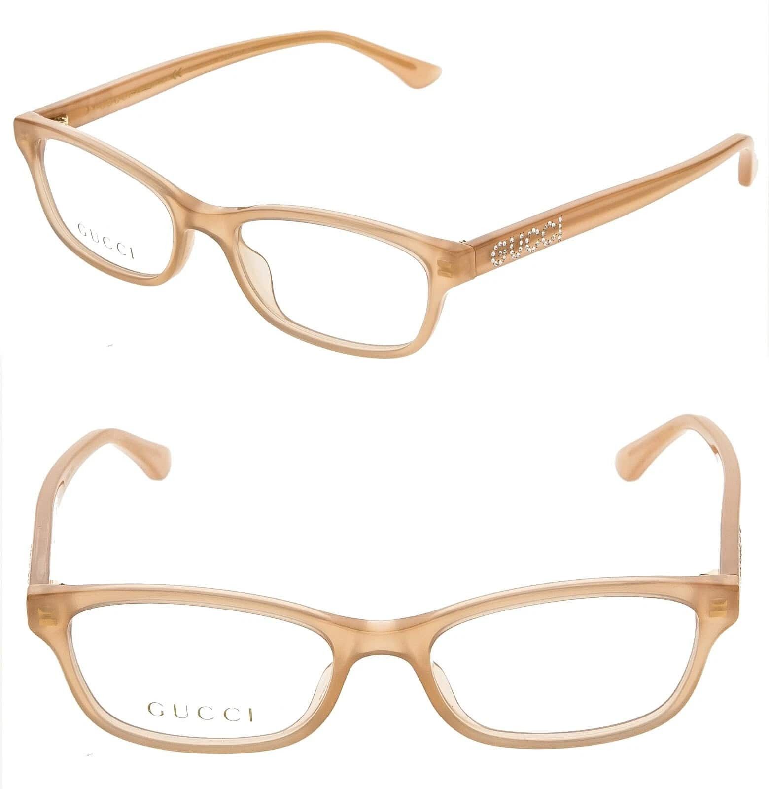 Gucci GUCCI GG0730O 0730 Nude Pink Crystal Logo Eyeglasses 004 Size ONE SIZE - 1 Thumbnail
