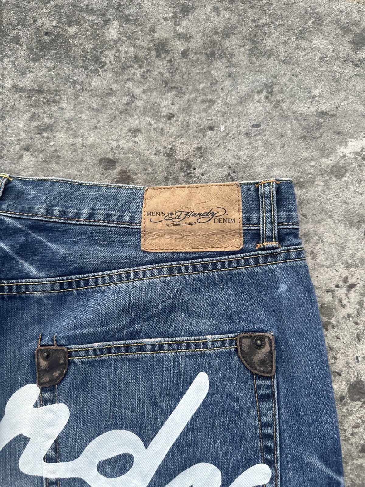 Ed Hardy Y2K Vintage Ed Hardy Denim Shorts Baggy Streetwear Rare Usa Size US 37 - 4 Thumbnail