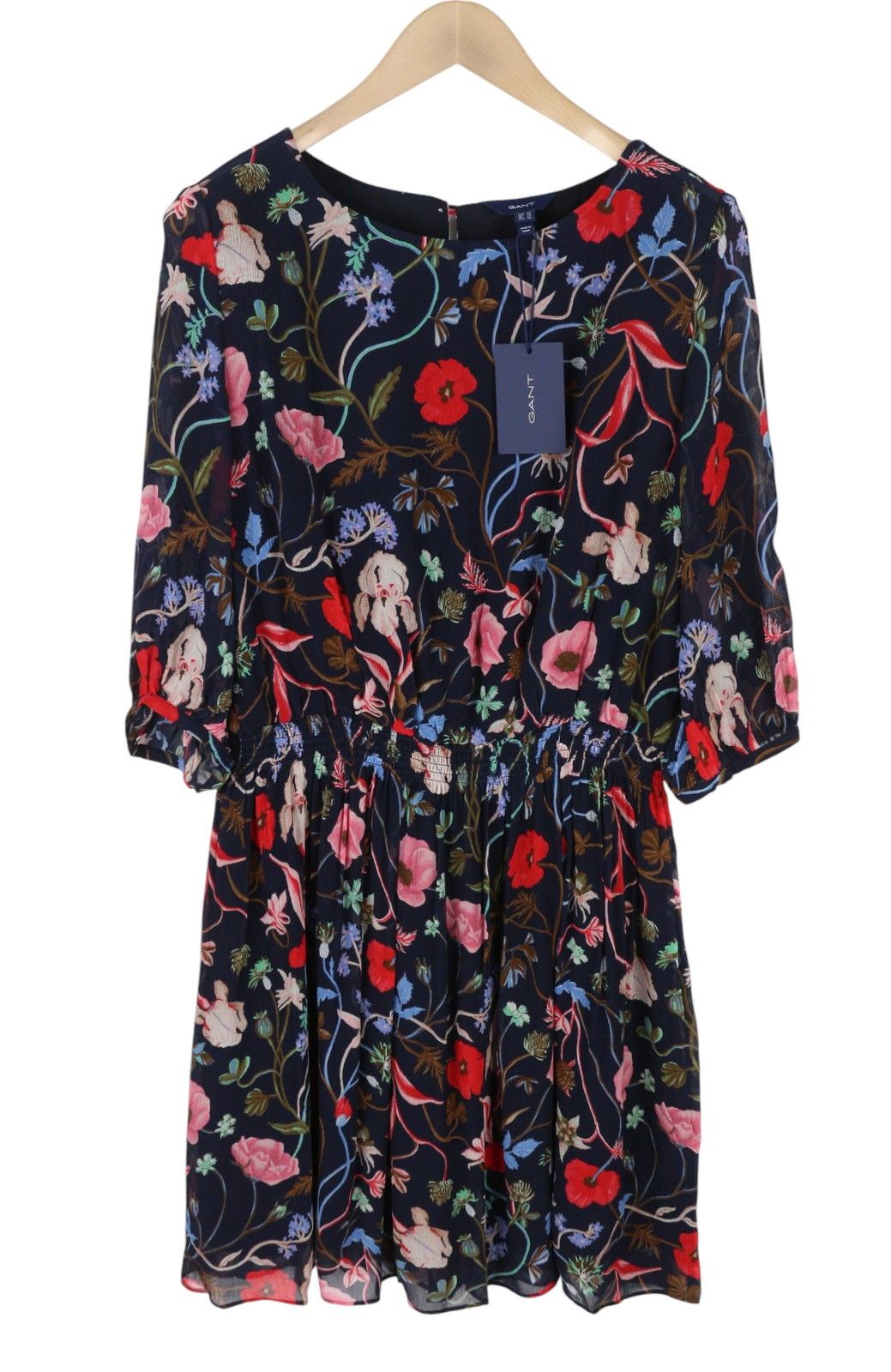 Gant WILD FLORAL BOATNECK EU42 Classic Blue Mini Dress 87732 Size XL / US 12-14 / IT 48-50 - 3 Thumbnail
