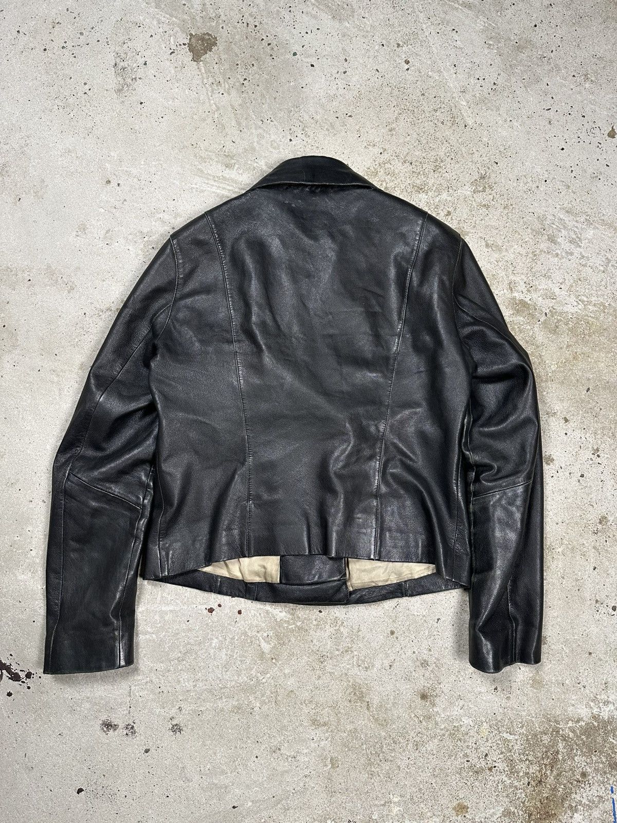 Massimo Dutti Massimo Dutti Black Sheep Leather Asymmetrical Moto Biker Size M / US 6-8 / IT 42-44 - 3 Thumbnail