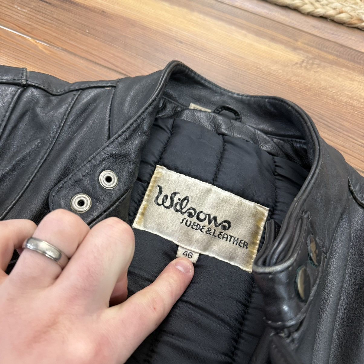 Wilsons Leather Vintage Wilson’s Black Leather Motorcycle Zipper Jacket Size US M / EU 48-50 / 2 - 6 Thumbnail