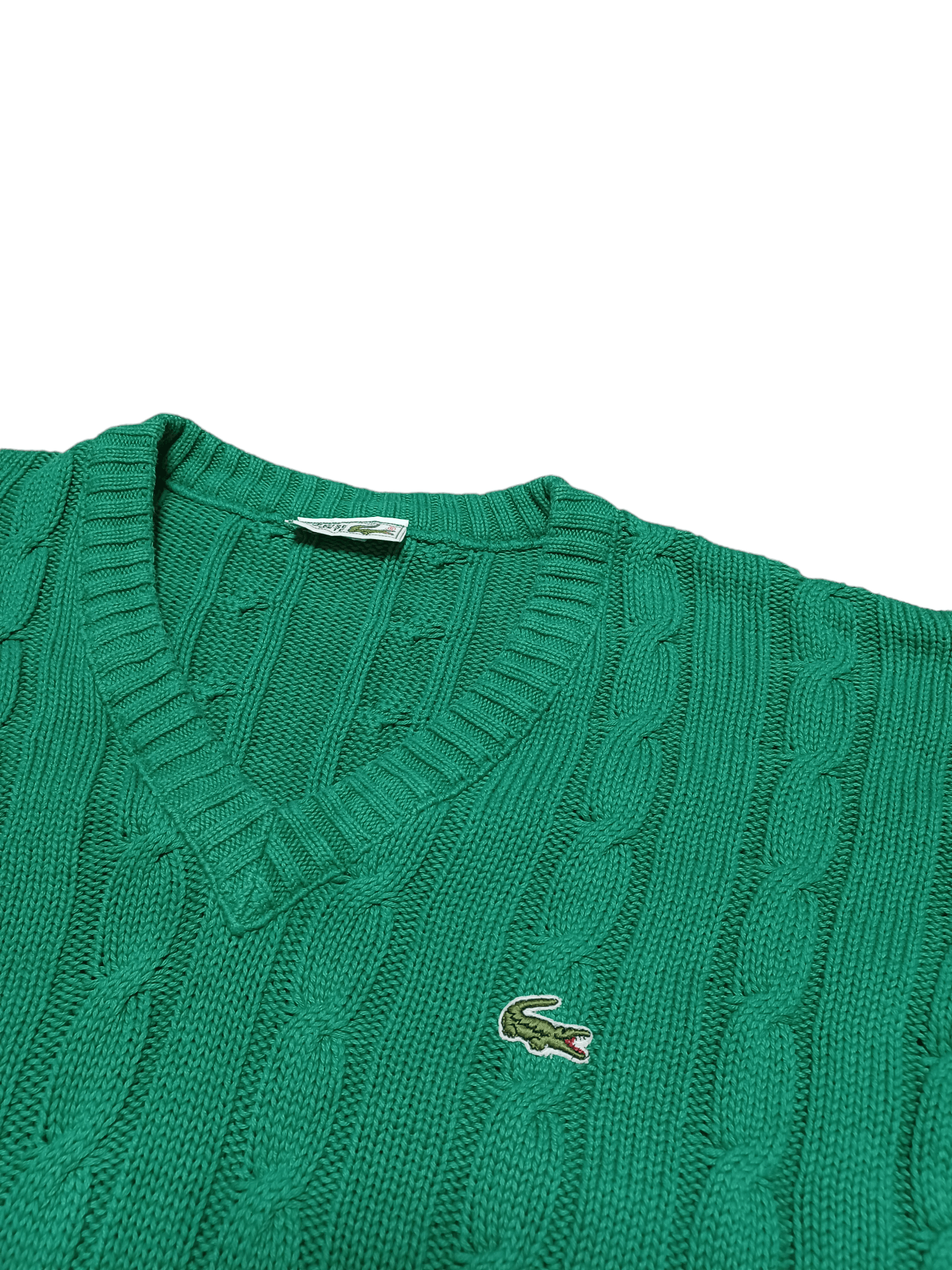Lacoste LACOSTE VINTAGE 90S OVERSIZE COTTON V-NECK SWEATER OLDMONEY Size US XXL / EU 58 / 5 - 3 Thumbnail