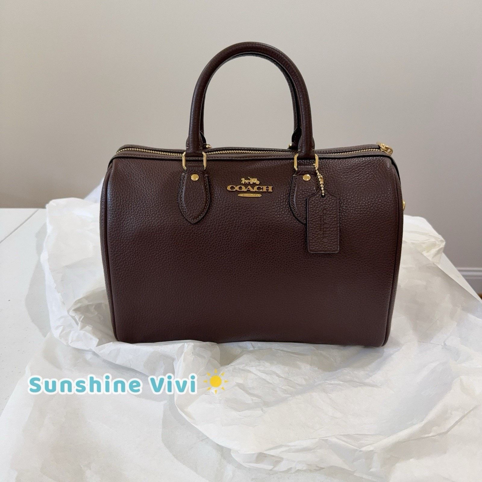 Coach NWT Coach Large Rowan Satchel Bag Leather Maple CES11 Size ONE SIZE - 1 Thumbnail