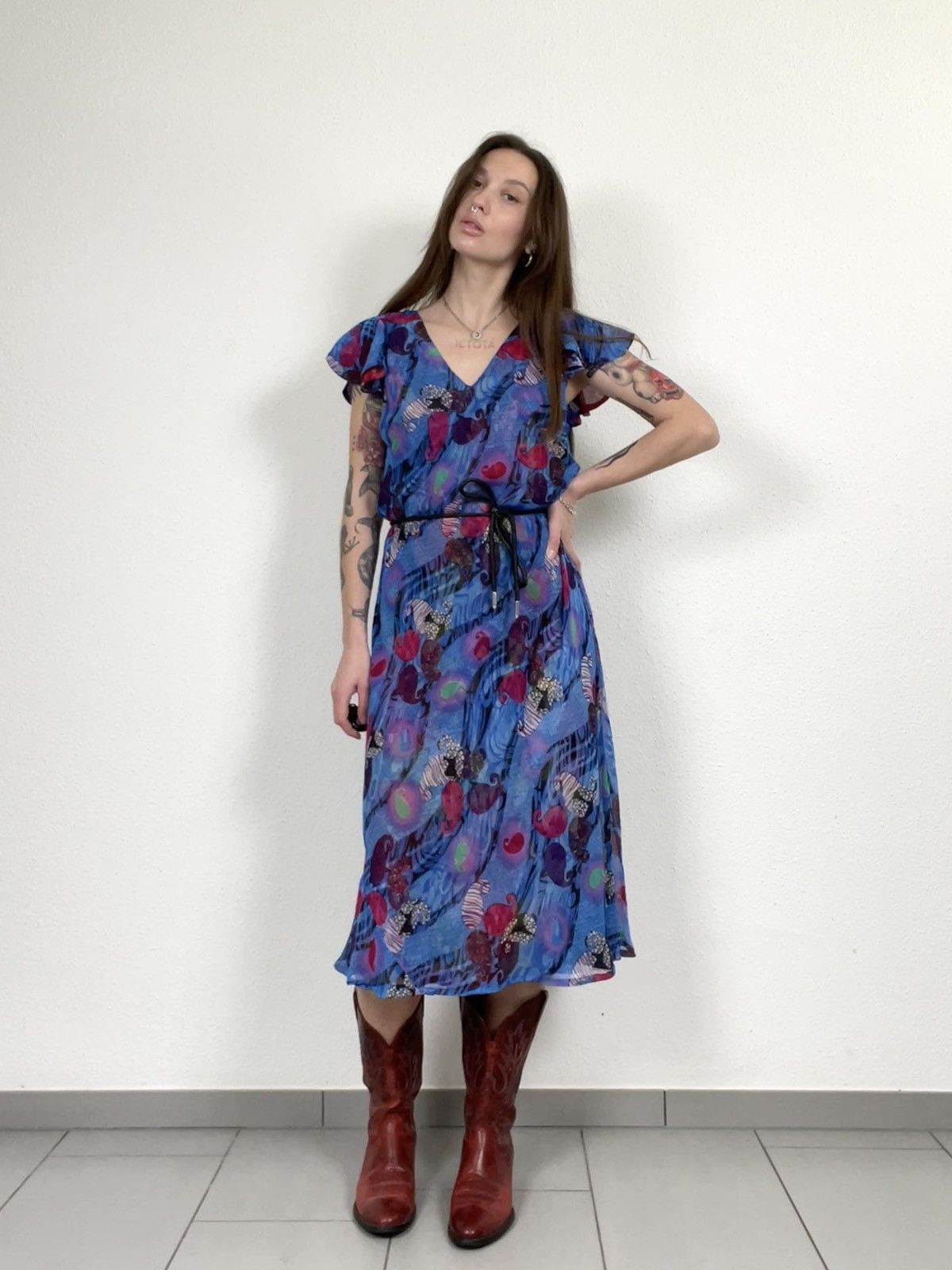Vintage Vintage Y2K Two-Tone Reversible Floral Dress Size M / US 6-8 / IT 42-44 - 9 Thumbnail