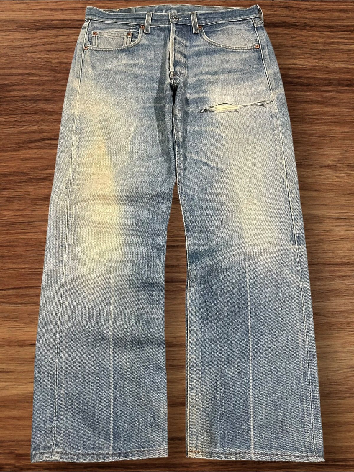 Levi's Levi’s 501 XX Vintage Inspired Washed Button Fly Blue Jeans Size US 33 - 1 Thumbnail