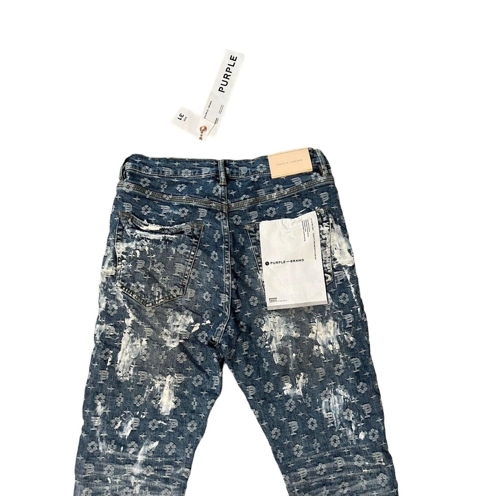 Purple Purple Brand Jeans Mens Jacquard Slim Fit Blue Size 31/32 Size US 31 - 4 Thumbnail