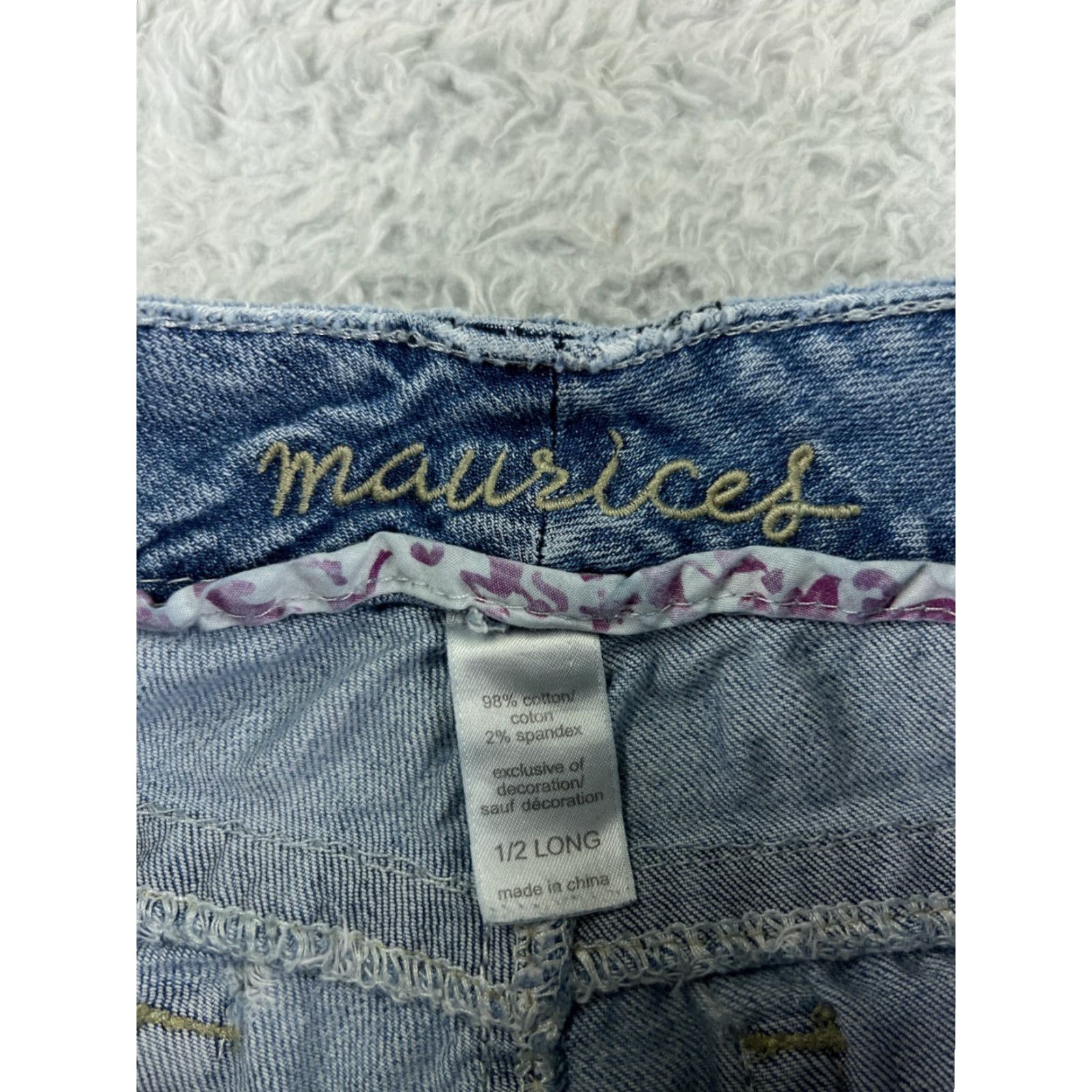 Vintage Maurices Jeans Womens 1 Long Blue Denim Bootcut Pant Adult Regular 26" Inseam 32" Medium Wash Embroidered Cotton Blend Mens Womens Girls Boys Size 25" / US 0 / IT 36 - 4 Thumbnail