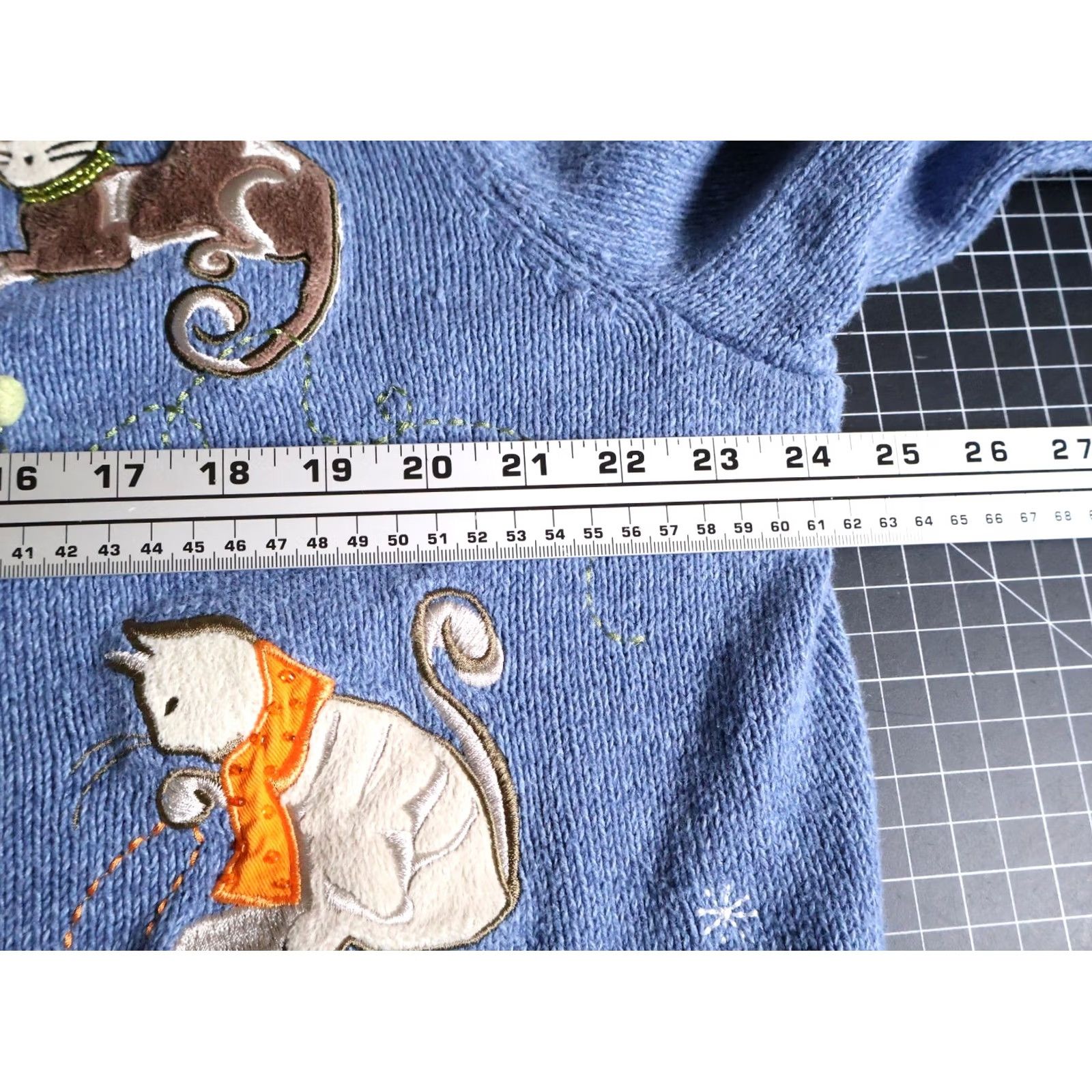 Vintage VINTAGE CJ Banks Sweater Cardigan Women's 1X Blue Cotton Ramie Blend Cat Kitten Motif Size XL / US 12-14 / IT 48-50 - 5 Thumbnail