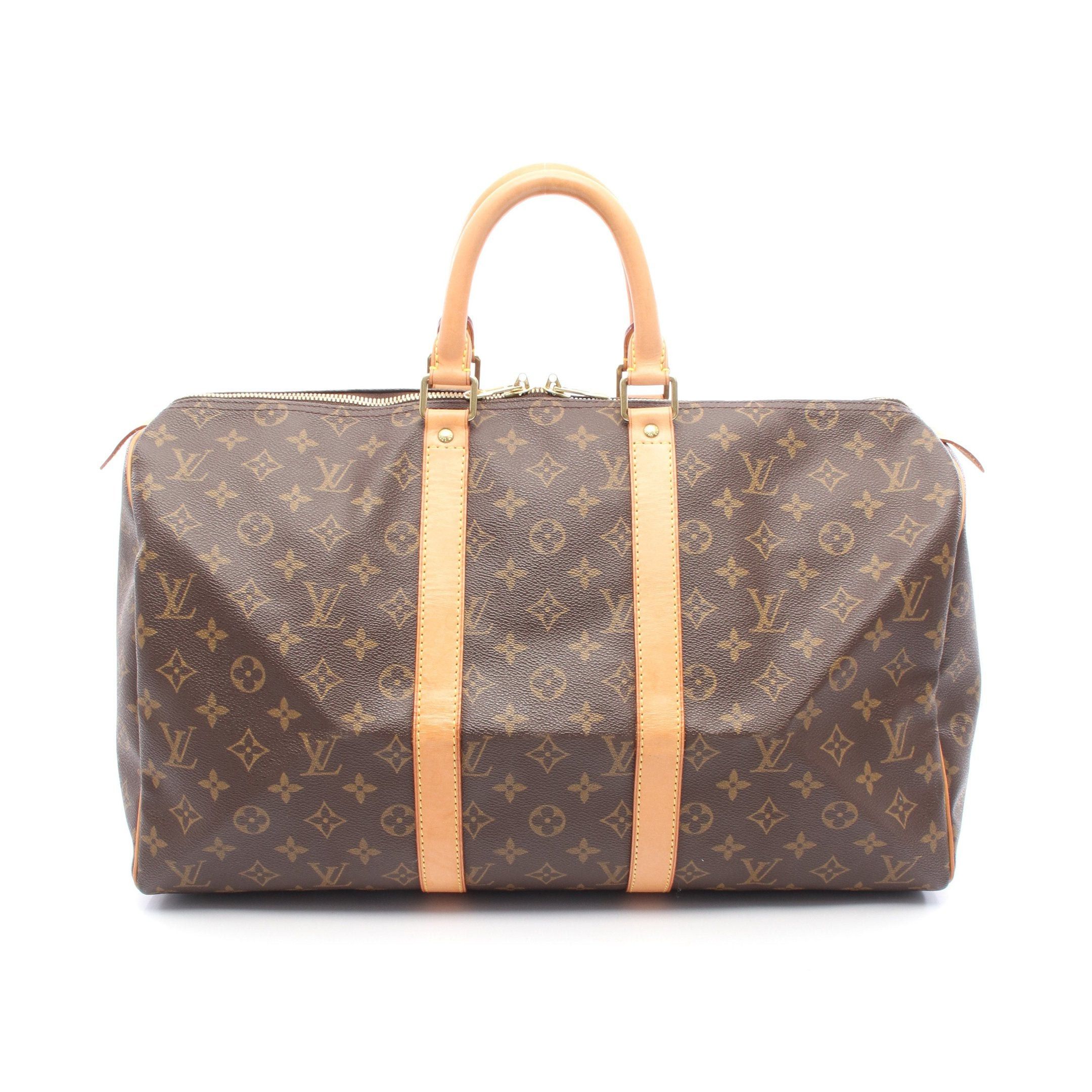 Louis Vuitton Louis Vuitton Keepall 45 Monogram Boston Bag Leather Brown Size ONE SIZE - 1 Thumbnail