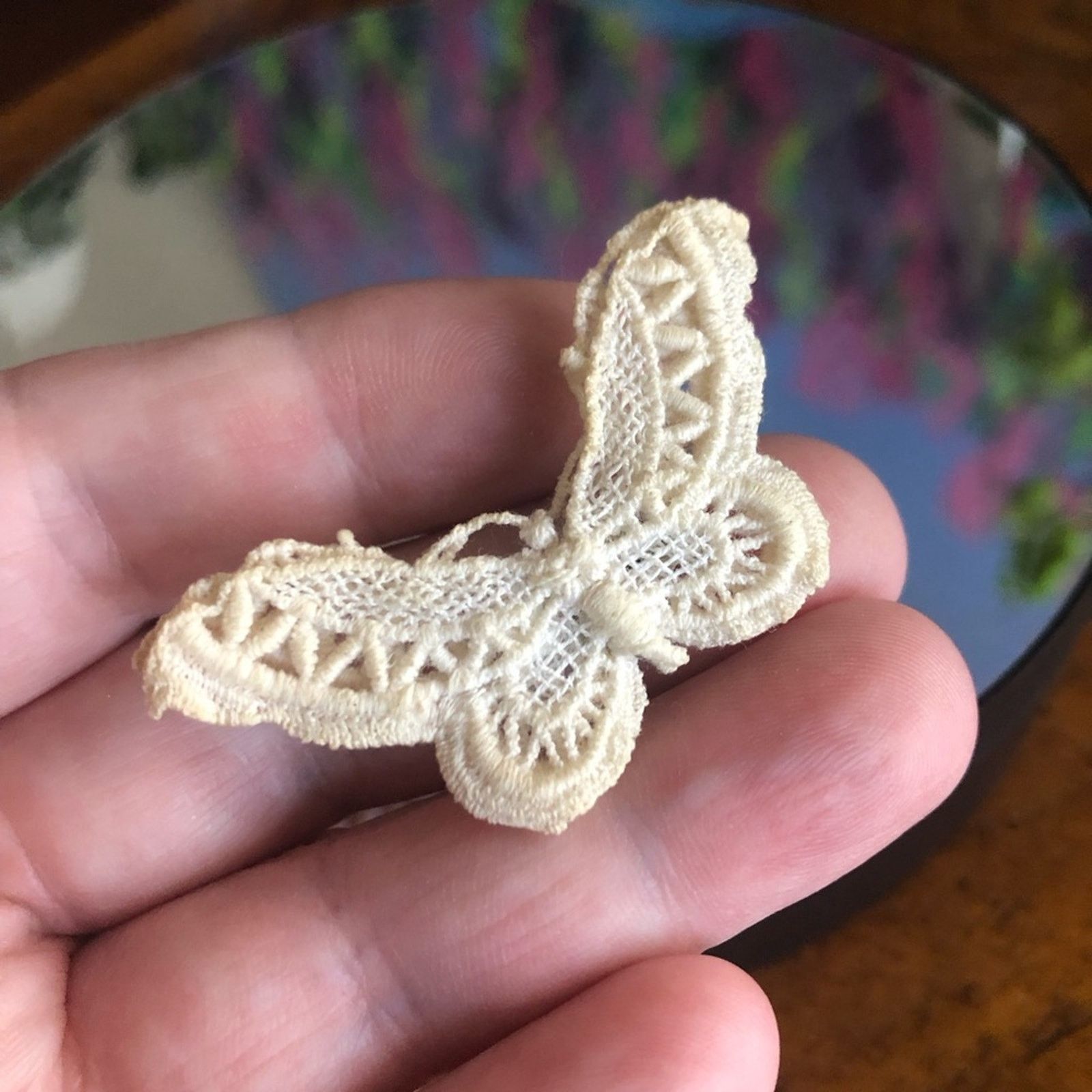 Vintage Vintage handmade crochet lace butterfly brooch pin Size ONE SIZE - 5 Thumbnail