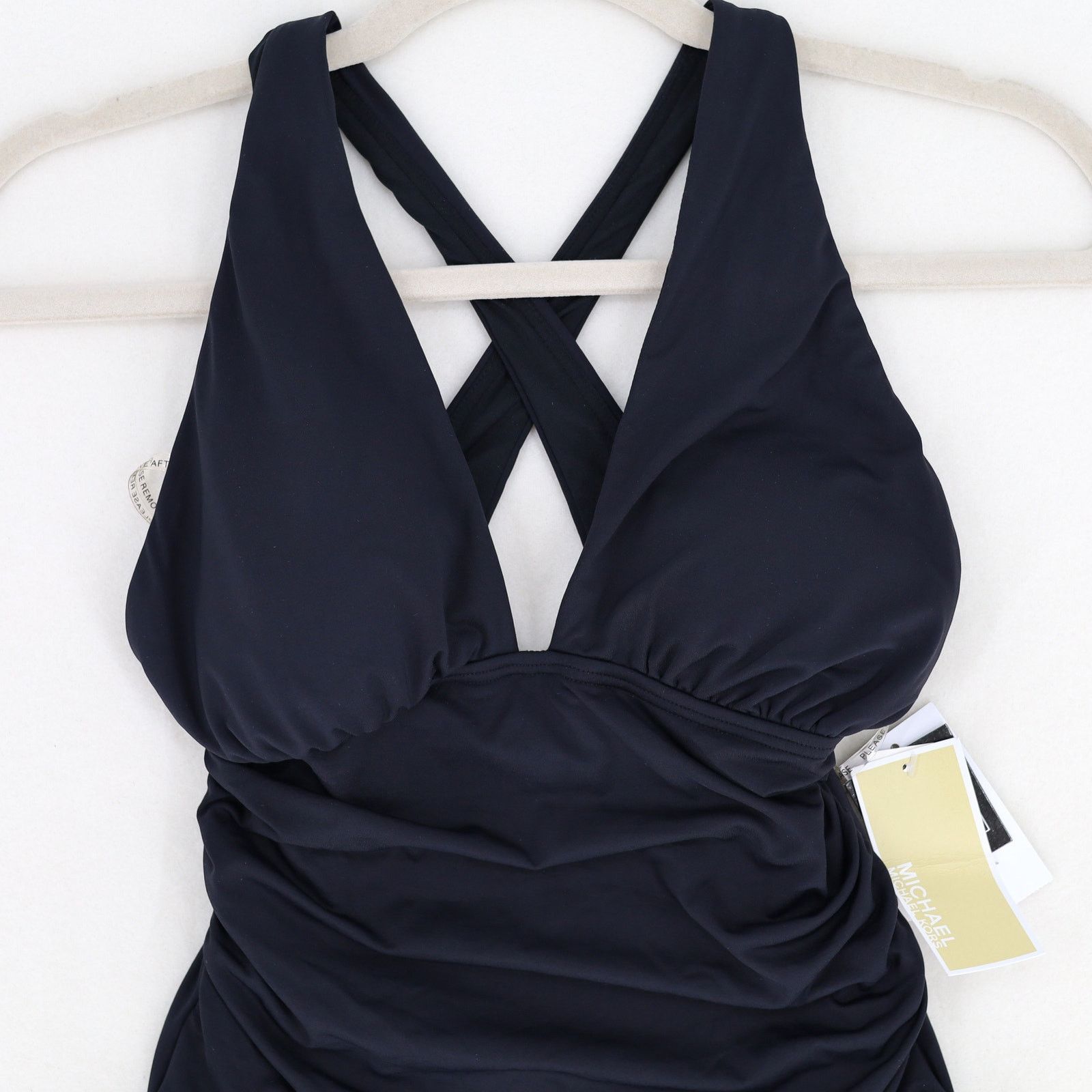 Michael Kors Michael Kors Women Solid Black One-Piece Swimsuit Size US 4 Size ONE SIZE - 4 Thumbnail