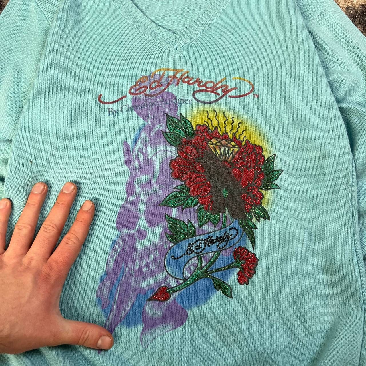Ed Hardy Ed Hardy Vintage Y2K Two-Sides Big Logo V-Neck Sweater Size XL / US 12-14 / IT 48-50 - 3 Thumbnail