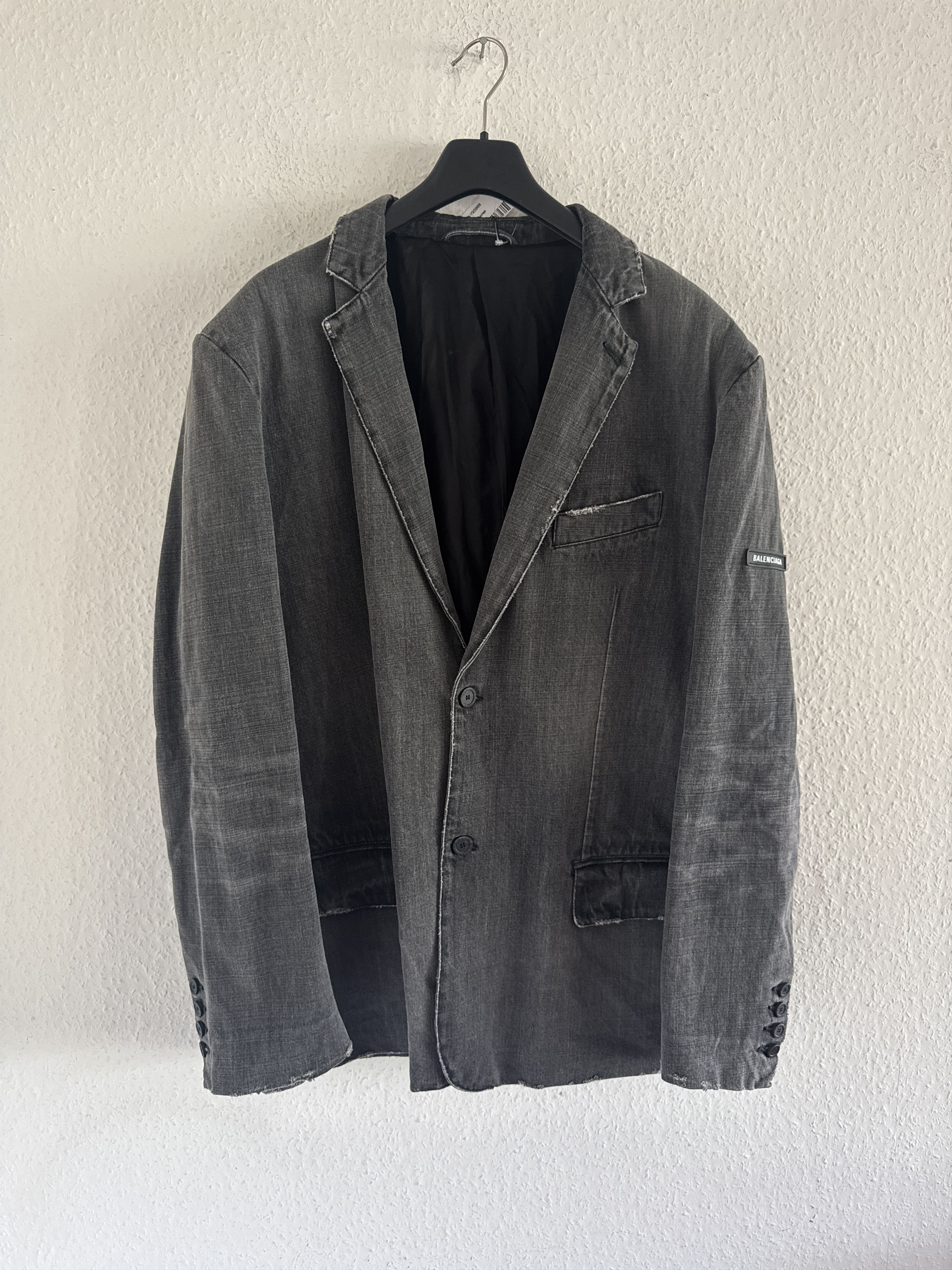 Balenciaga Washed Denim Blazer Size US L / EU 52-54 / 3 - 1 Thumbnail