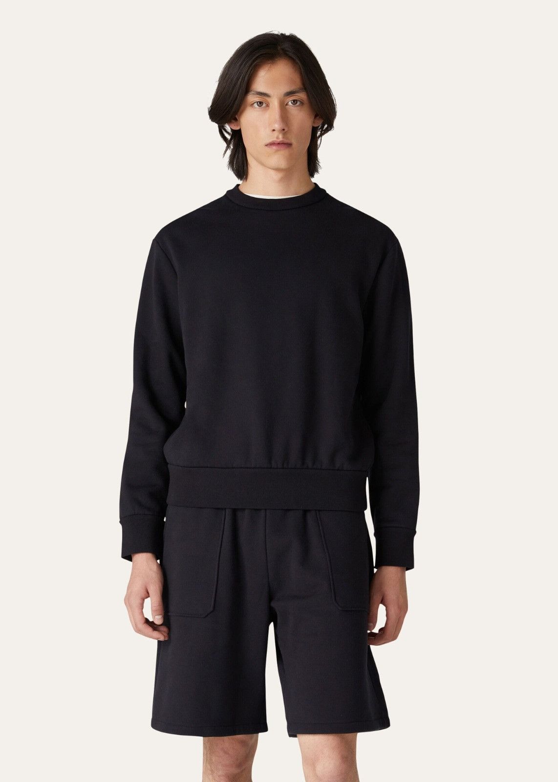 Loro Piana o1srvl11e1224 Girocollo Cotton Jersey Sweatshirt in Black Size US M / EU 48-50 / 2 - 1 Thumbnail