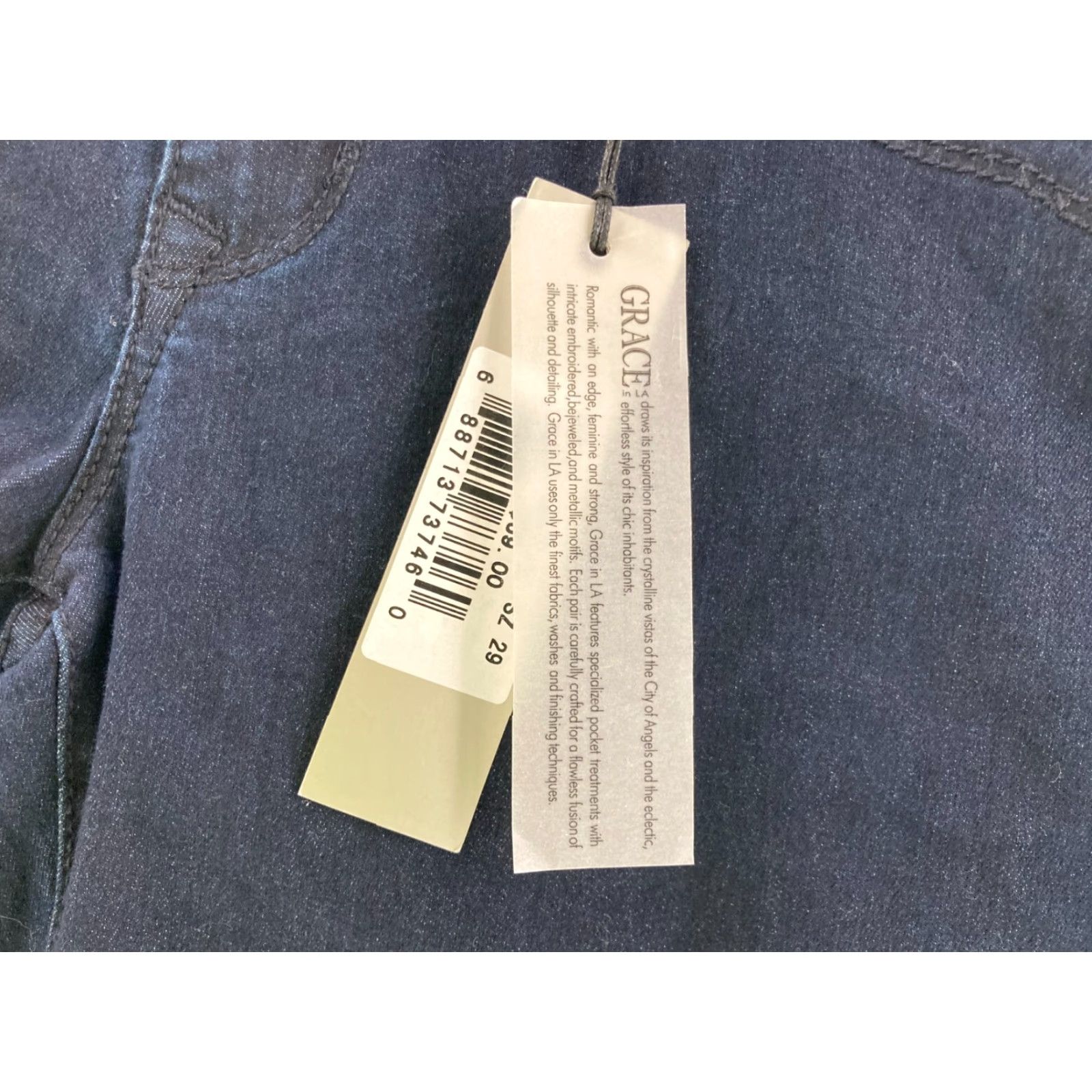 Grace in LA Grace In LA Bootcut Jeans Women 29x30 Blue Low Rise Stretch Denim with Embroidery and Rhinestones Size 29" - 7 Thumbnail