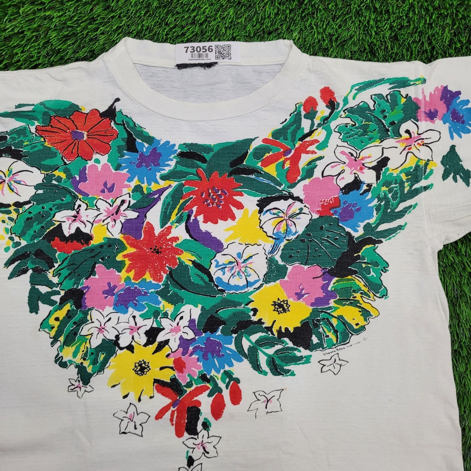 Other Vintage 90s Flower Shirt Womens Large 20x23 White Size L / US 10 / IT 46 - 14 Thumbnail