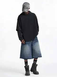 Japanese Brand Masumizu x Nao Wide Leg Y2k Shorts Jorts Denim Size US 34 / EU 50 - 8 Thumbnail