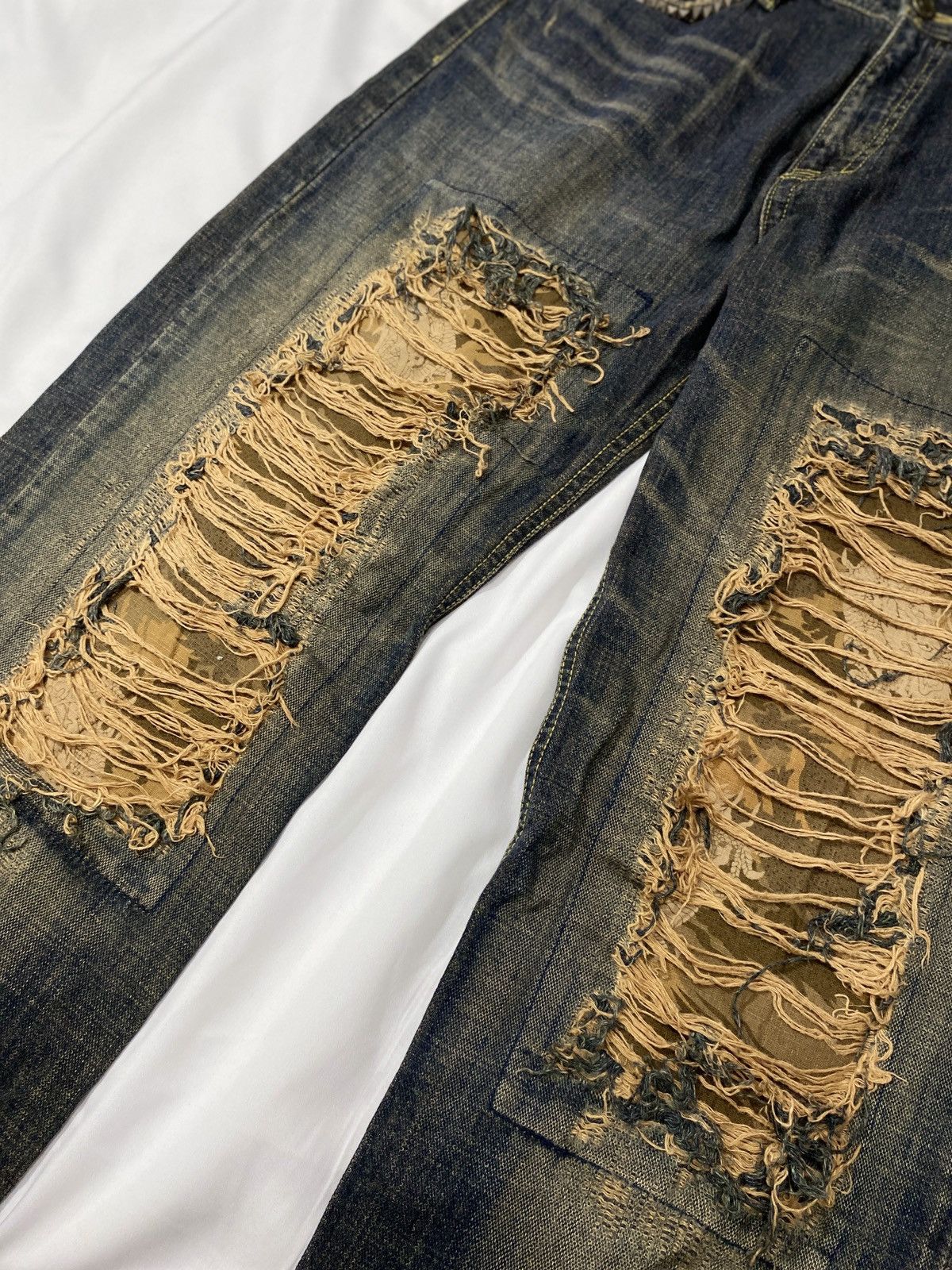 Tornado Mart Kulo Nipon Blue Baggy Distressed Studed Denim Pants Size US 32 / EU 48 - 5 Thumbnail