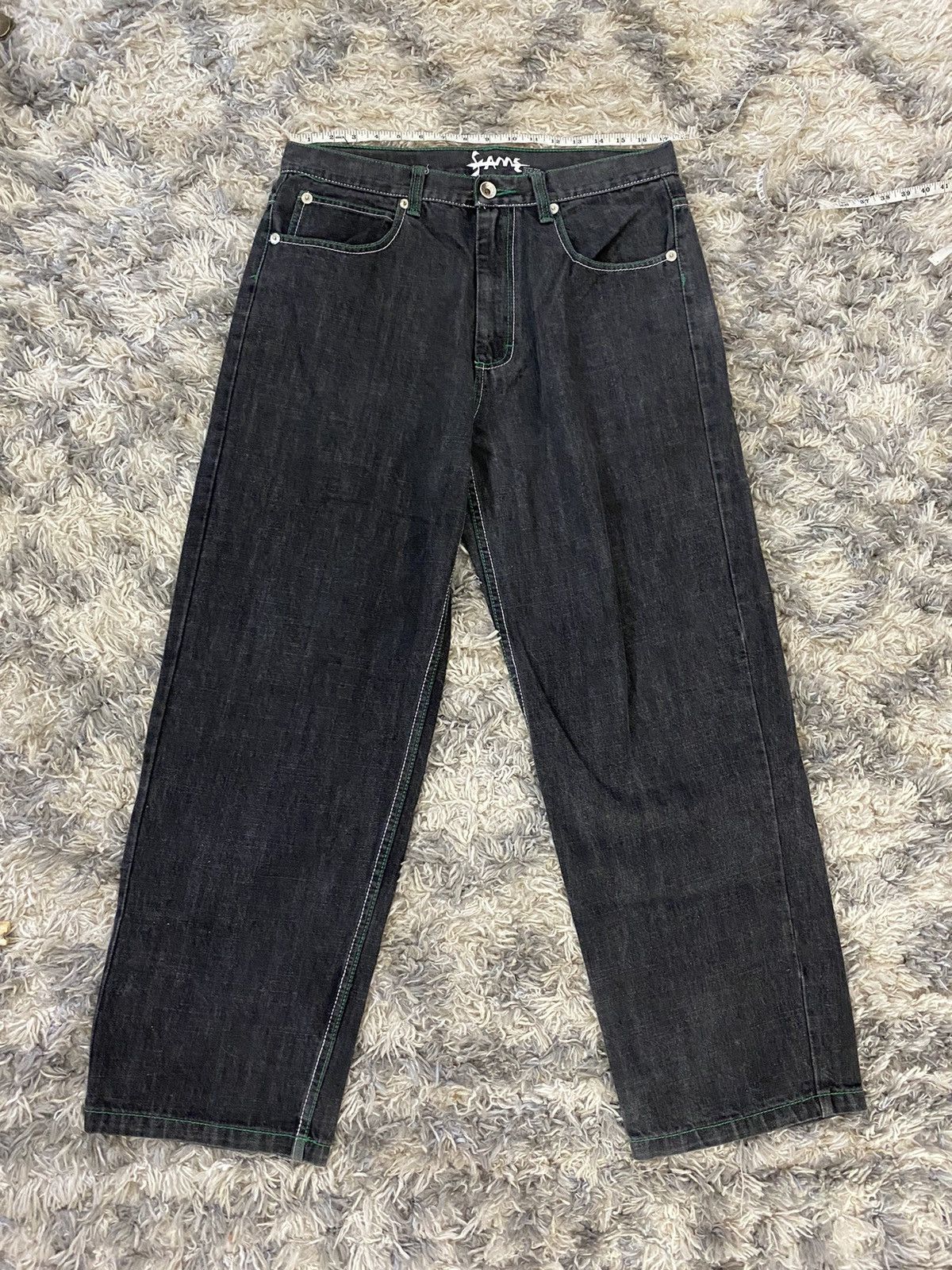 Vintage Fame Baggy Denim Jeans Embroidered Pocket Raw Jeans y2k Size US 34 / EU 50 - 9 Thumbnail