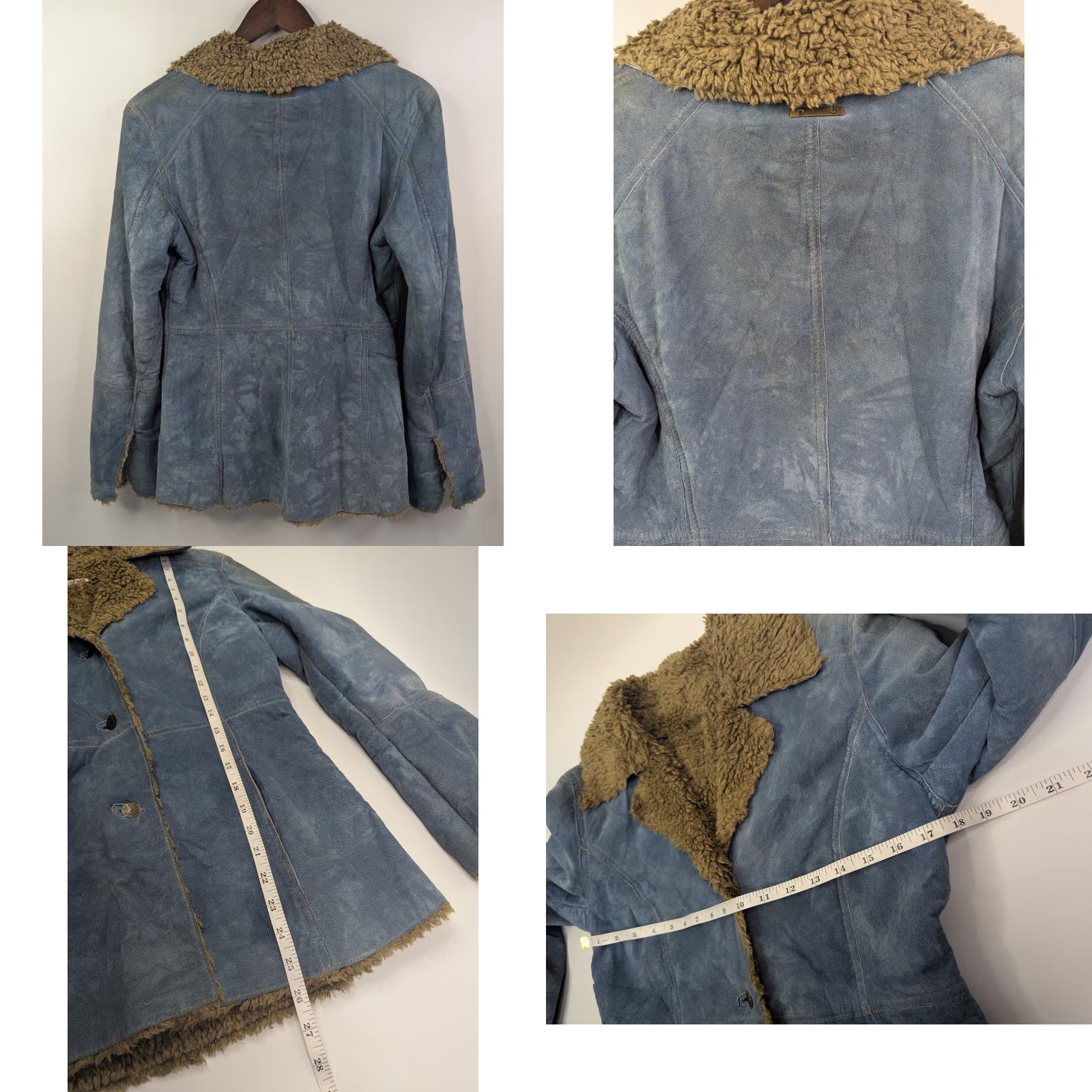 Guess VINTAGE GUESS Penny Lane Coat Leather Blue Lining Faux Fur Mid-Length Women's S Small Size S / US 4 / IT 40 - 9 Thumbnail