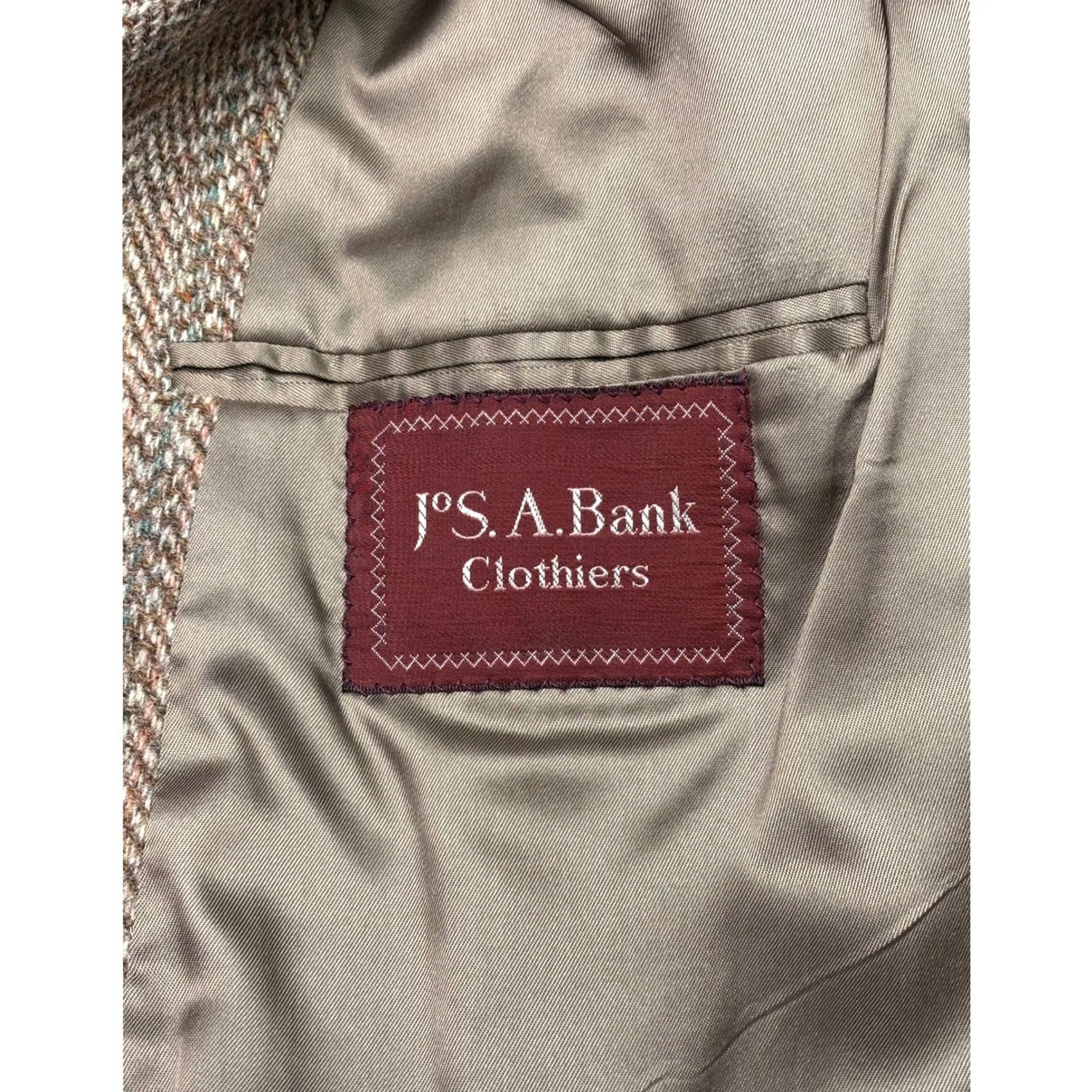 Jos. A. Bank VINTAGE Jos. A. Bank Harris Tweed Brown Herringbone Wool Blazer Sport Coat 42L Mens Size 42R - 7 Thumbnail